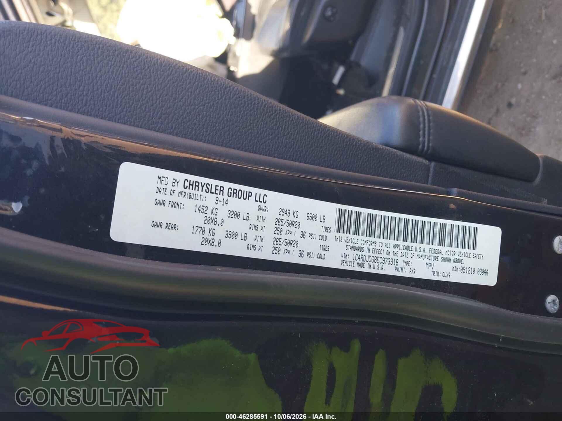 DODGE DURANGO 2014 - 1C4RDJDG8EC973318