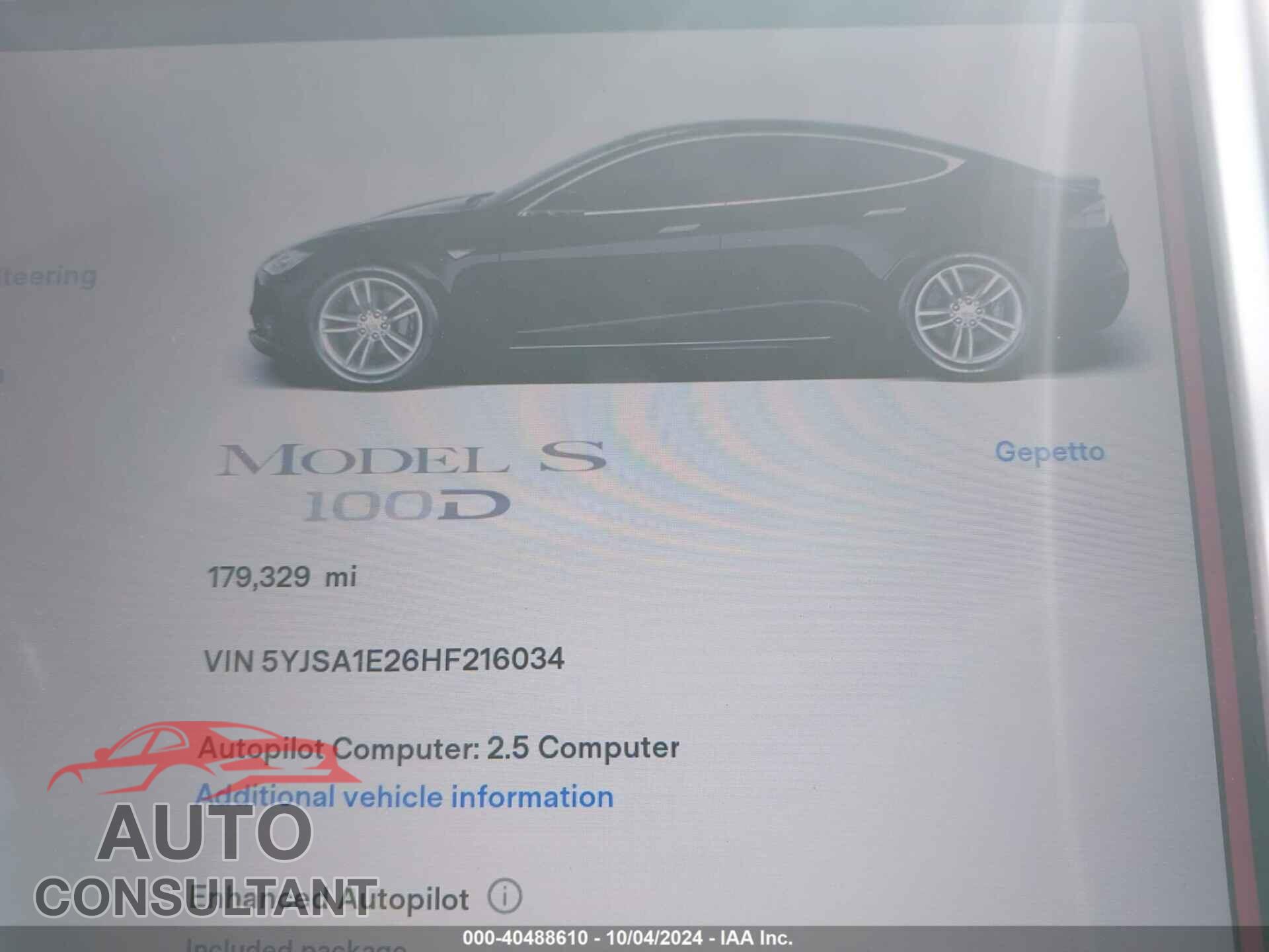 TESLA MODEL S 2017 - 5YJSA1E26HF216034