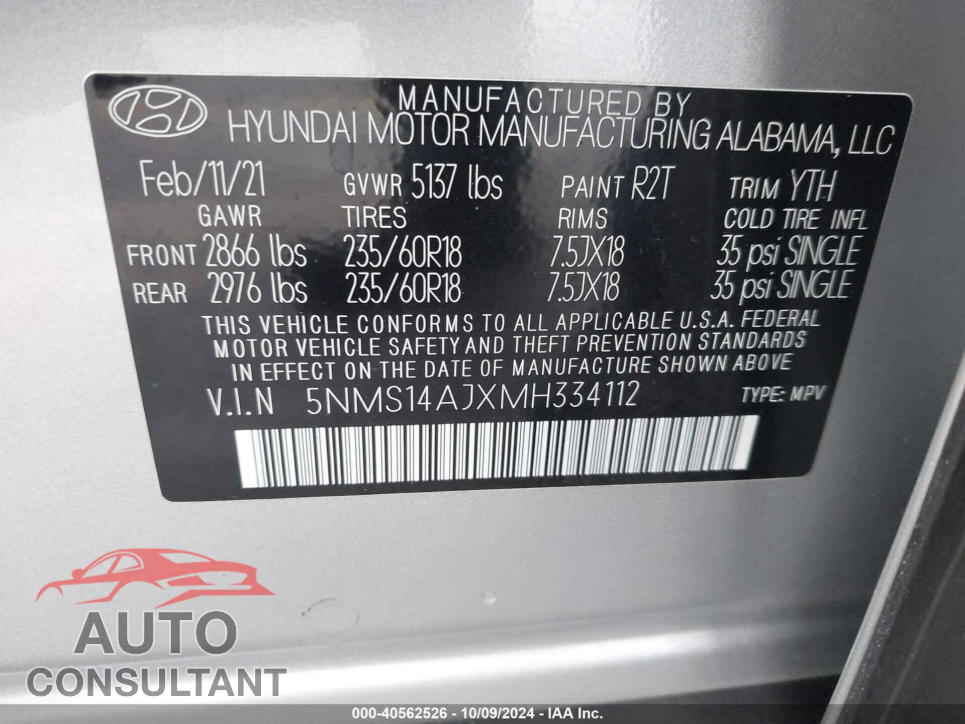 HYUNDAI SANTA FE 2021 - 5NMS14AJXMH334112