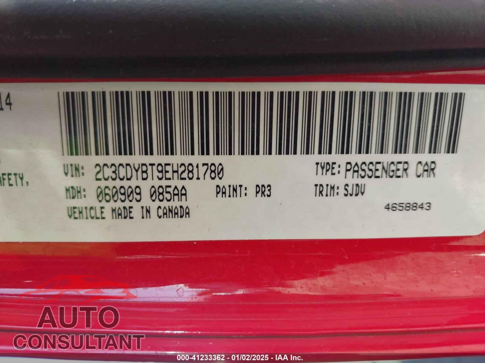 DODGE CHALLENGER 2014 - 2C3CDYBT9EH281780