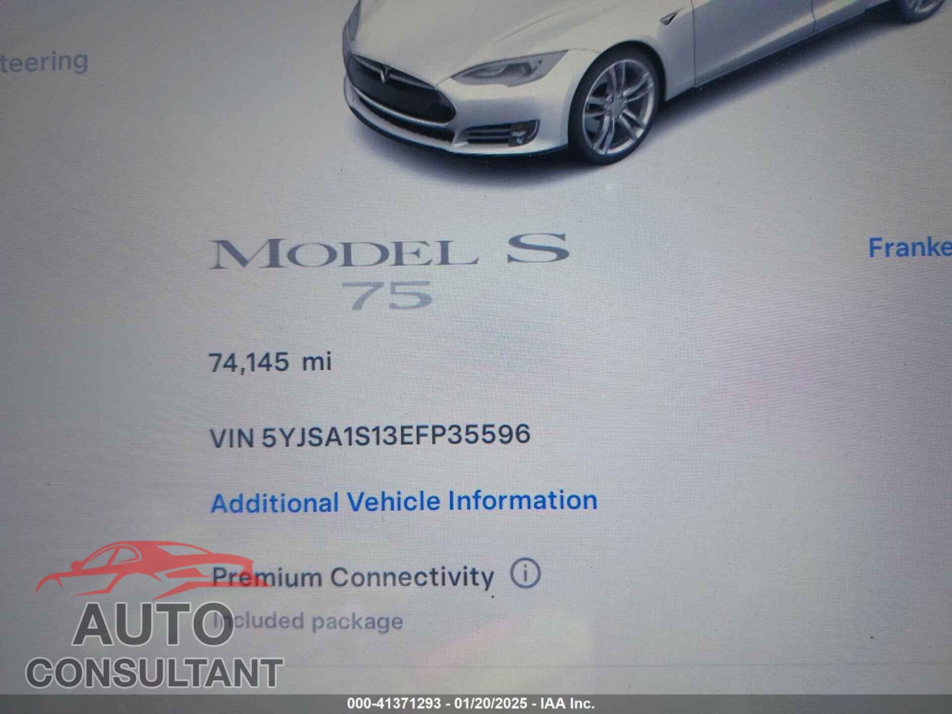 TESLA MODEL S 2014 - 5YJSA1S13EFP35596