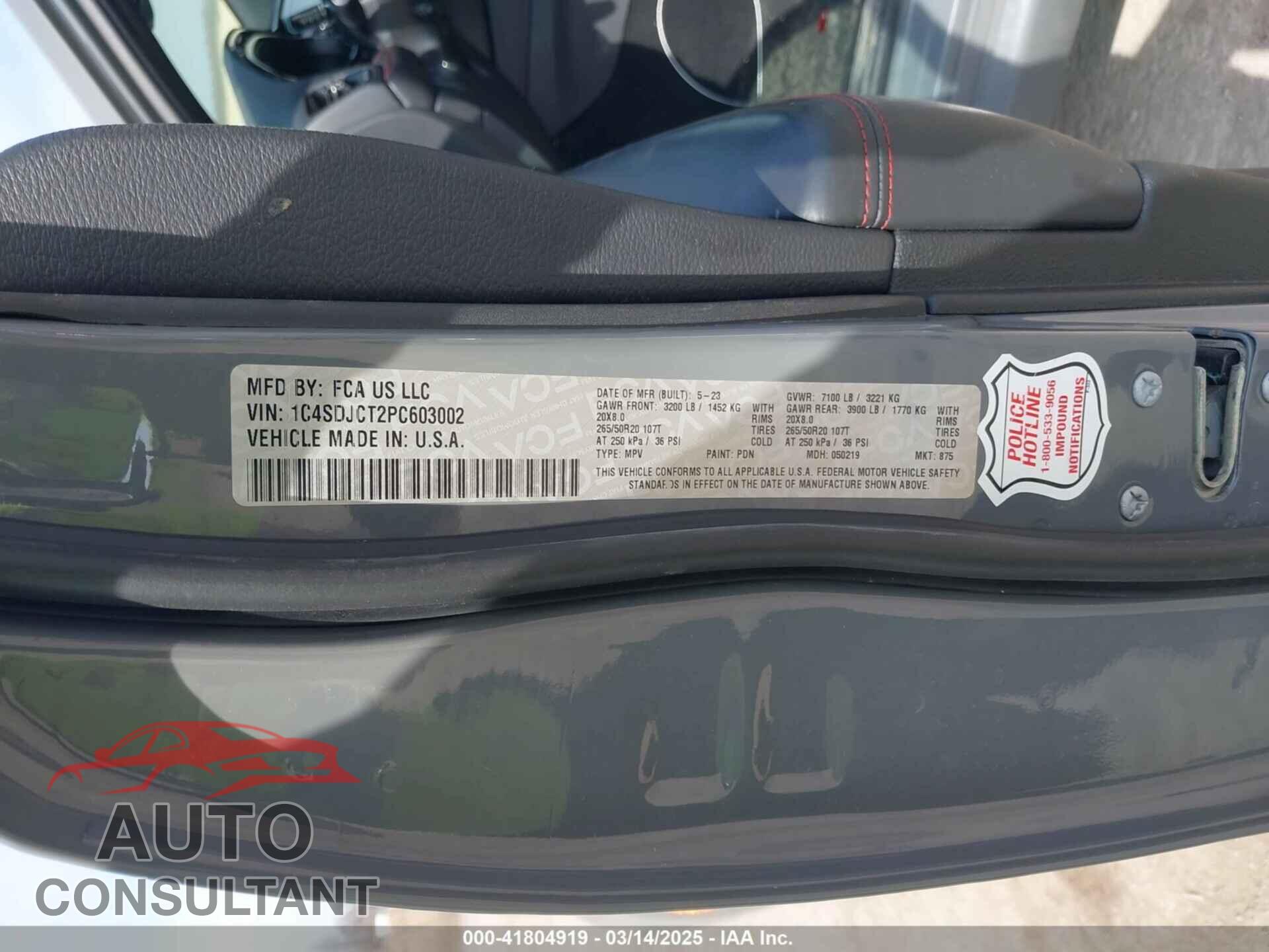 DODGE DURANGO 2023 - 1C4SDJCT2PC603002