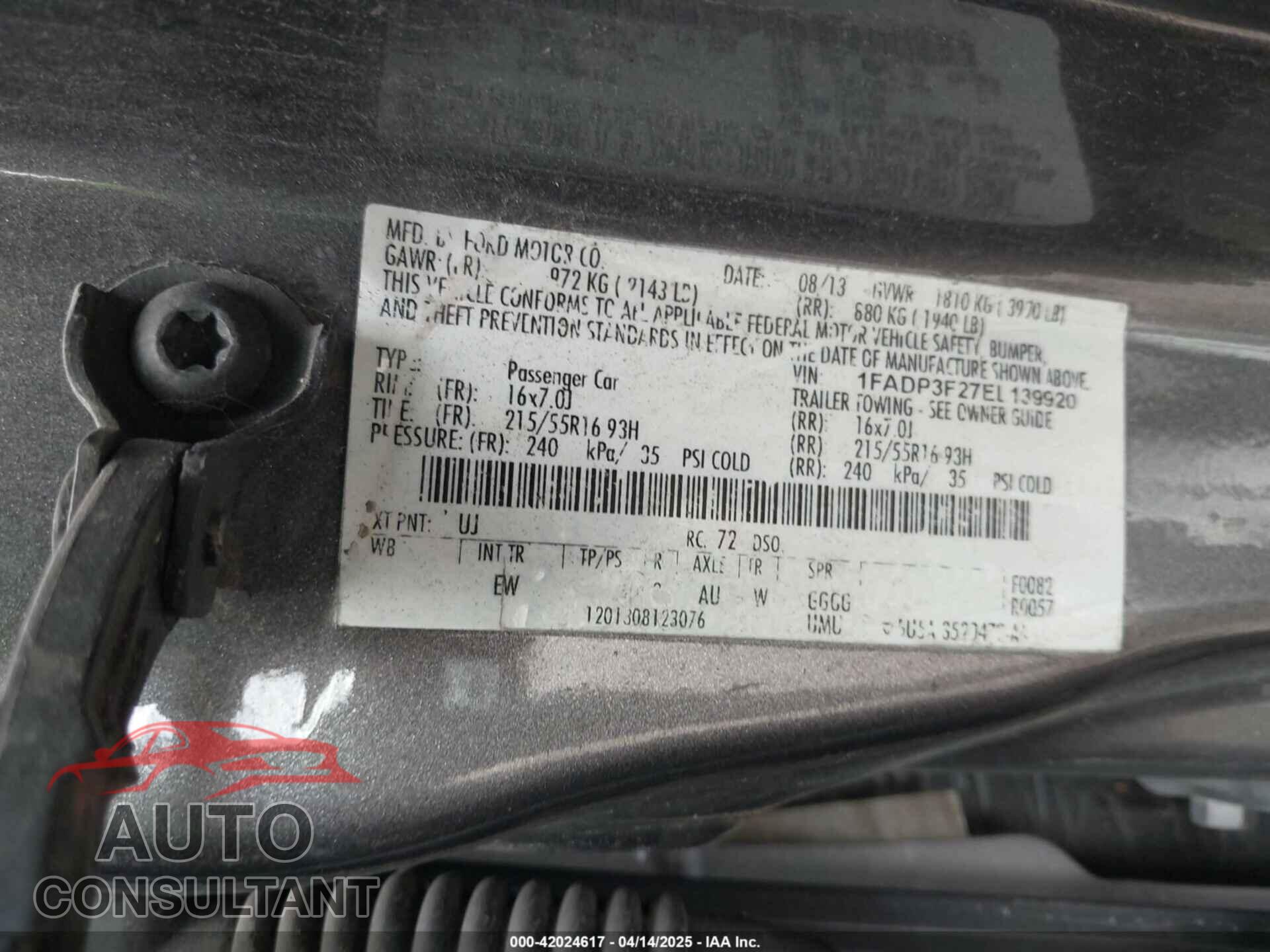 FORD FOCUS 2014 - 1FADP3F27EL139920