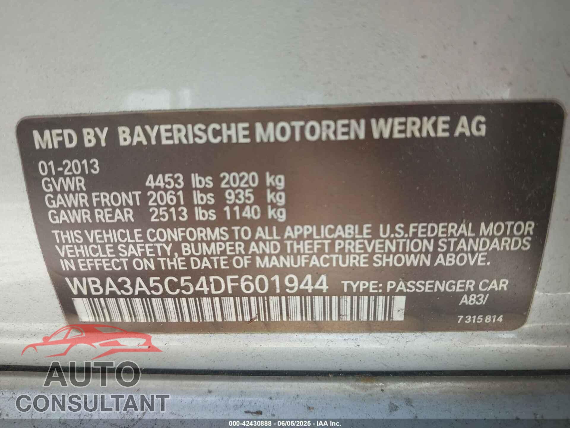 BMW 328I 2013 - WBA3A5C54DF601944