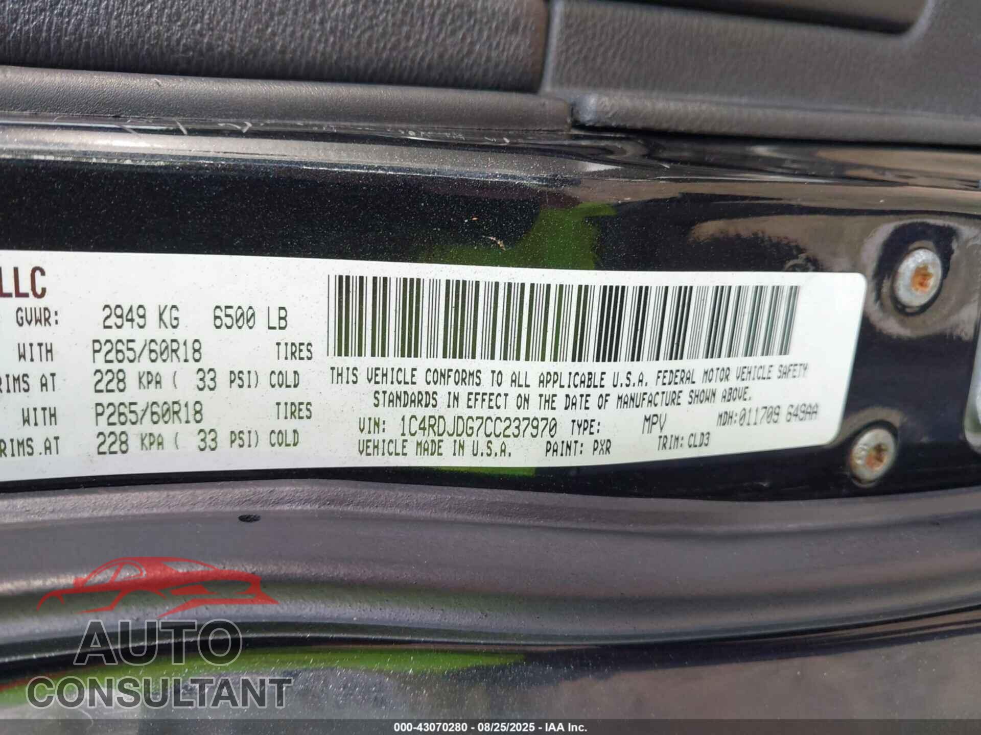DODGE DURANGO 2013 - 1C4RDHAG2DC571869