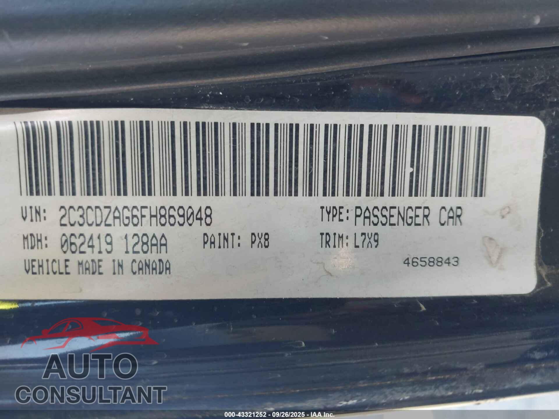 DODGE CHALLENGER 2015 - 2C3CDZAG6FH869048