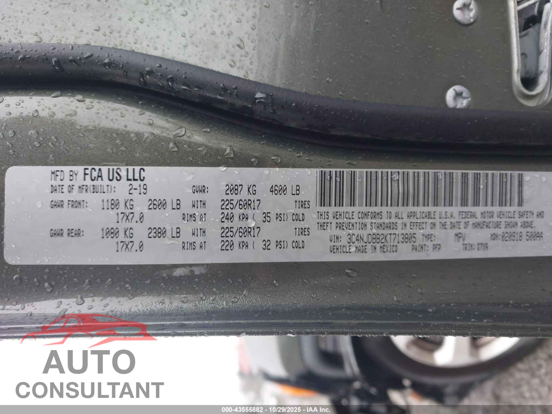 JEEP COMPASS 2019 - 3C4NJDBB2KT713805