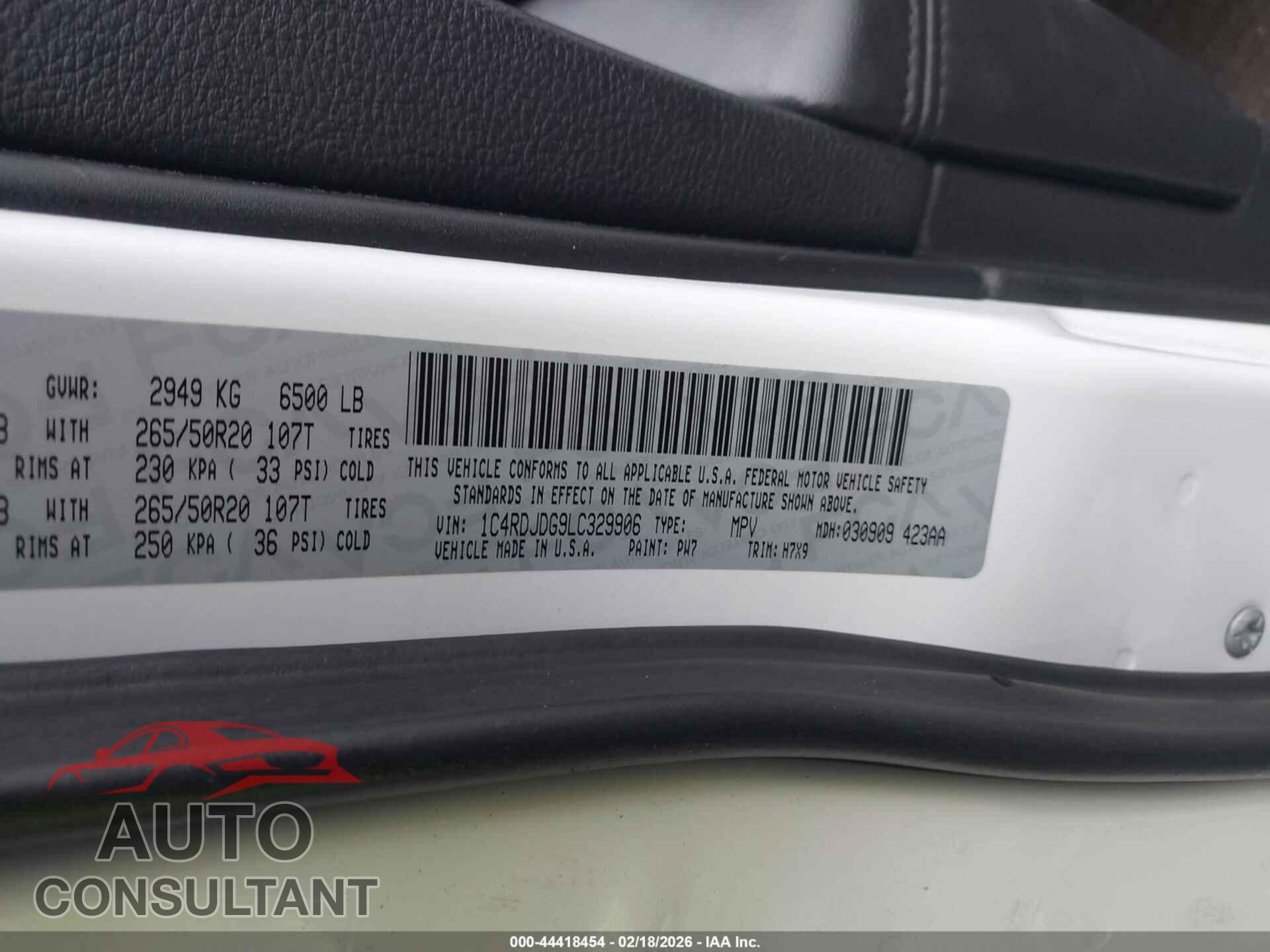DODGE DURANGO 2020 - 1C4RDJDG9LC329906