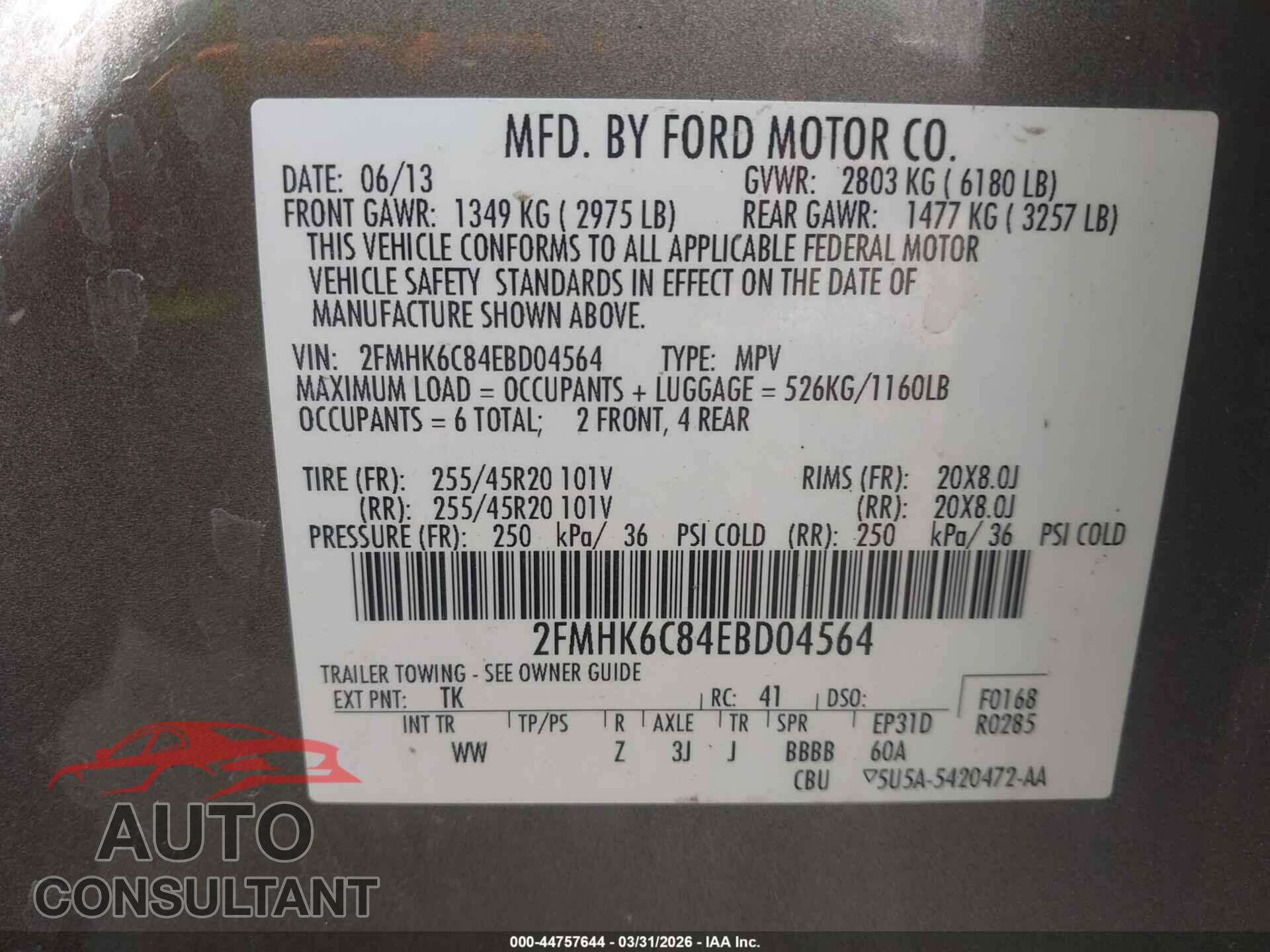 FORD FLEX 2014 - 2FMHK6C84EBD04564