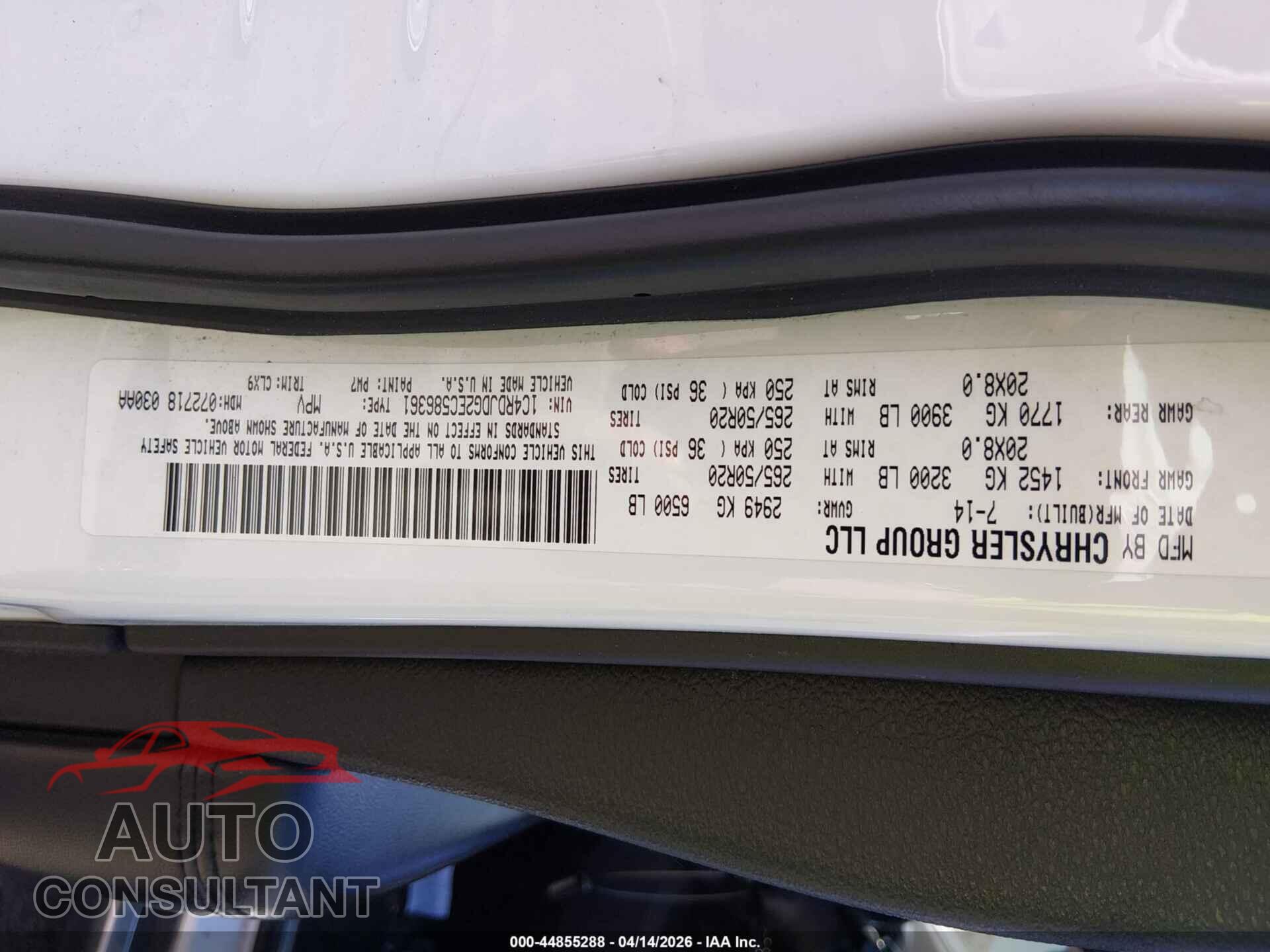 DODGE DURANGO 2014 - 1C4RDJDG2EC586361