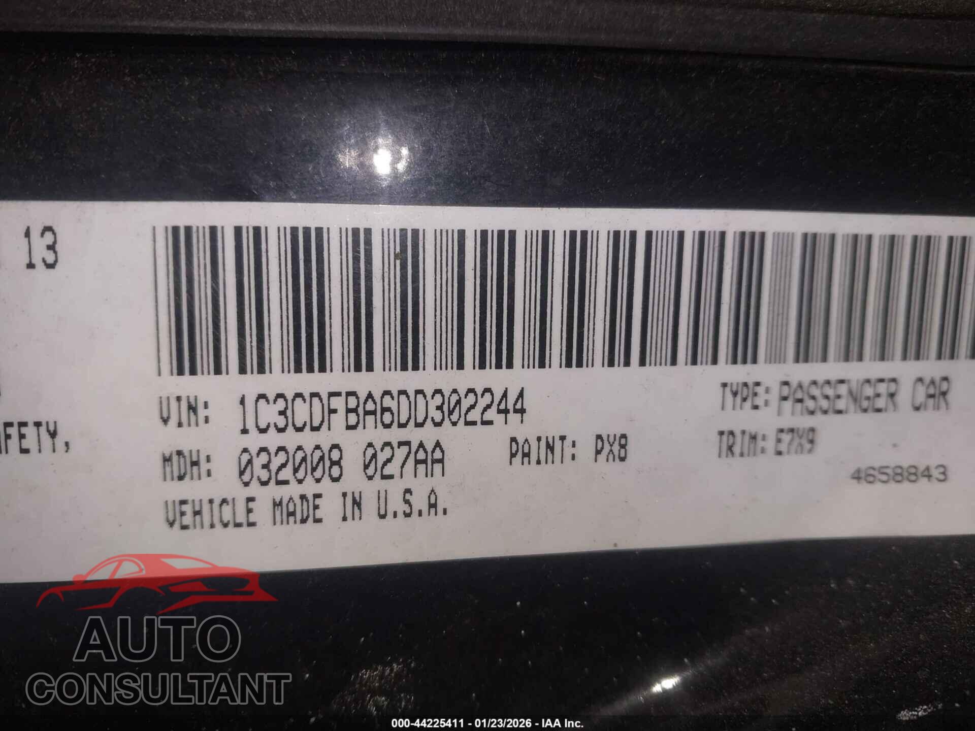 DODGE DART 2013 - 1C3CDFBA6DD302244