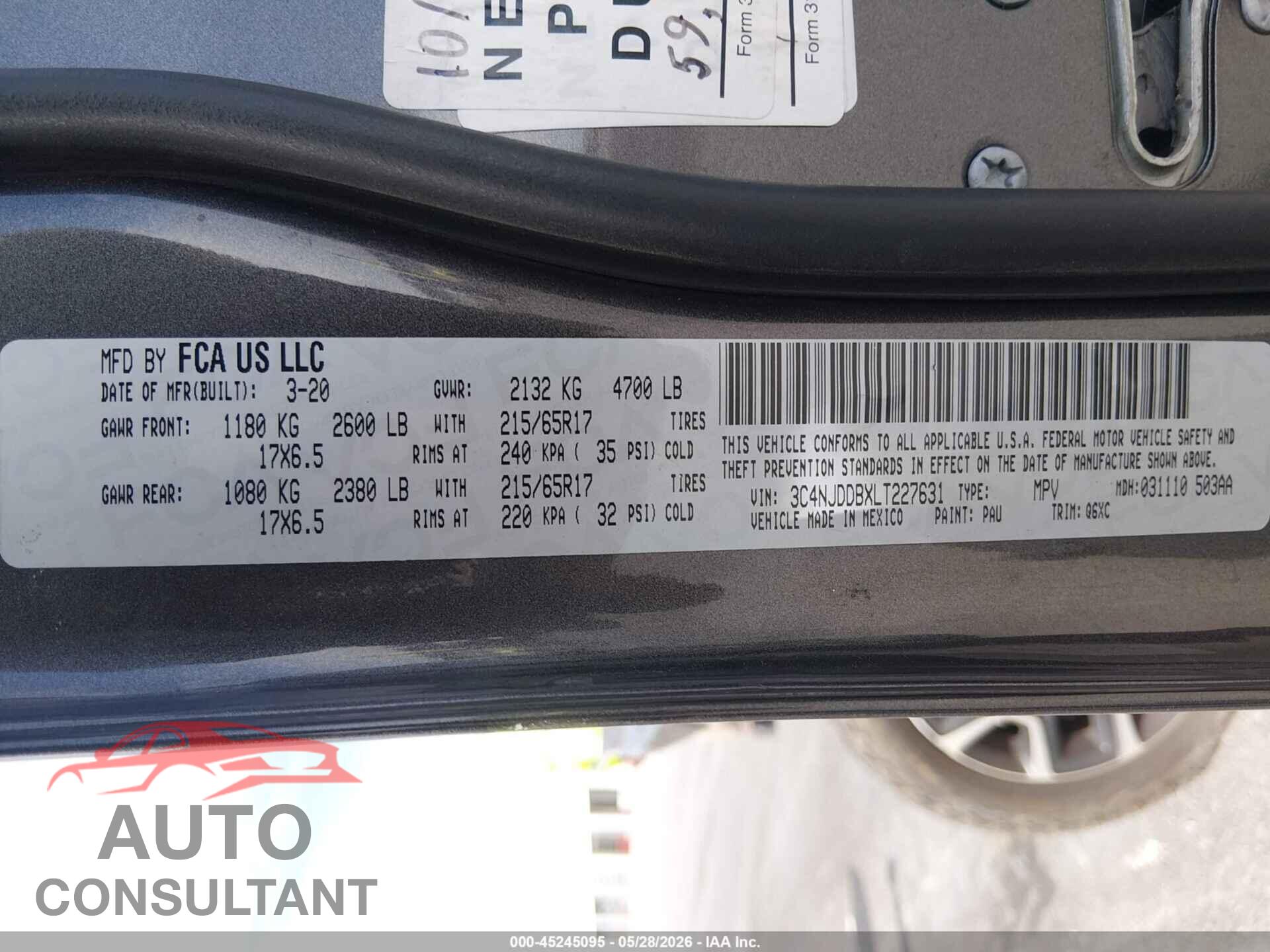 JEEP COMPASS 2020 - 3C4NJDDBXLT227631