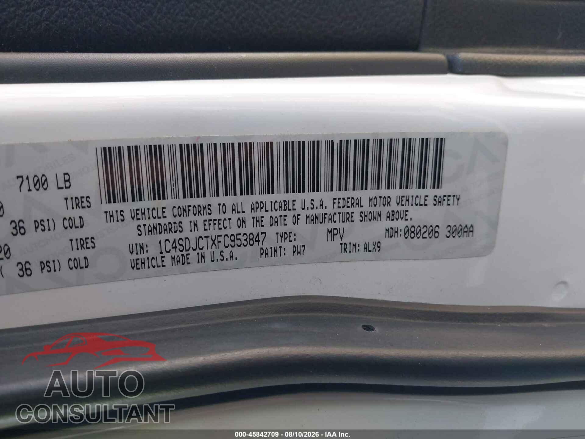 DODGE DURANGO 2015 - 1C4SDJCTXFC953847
