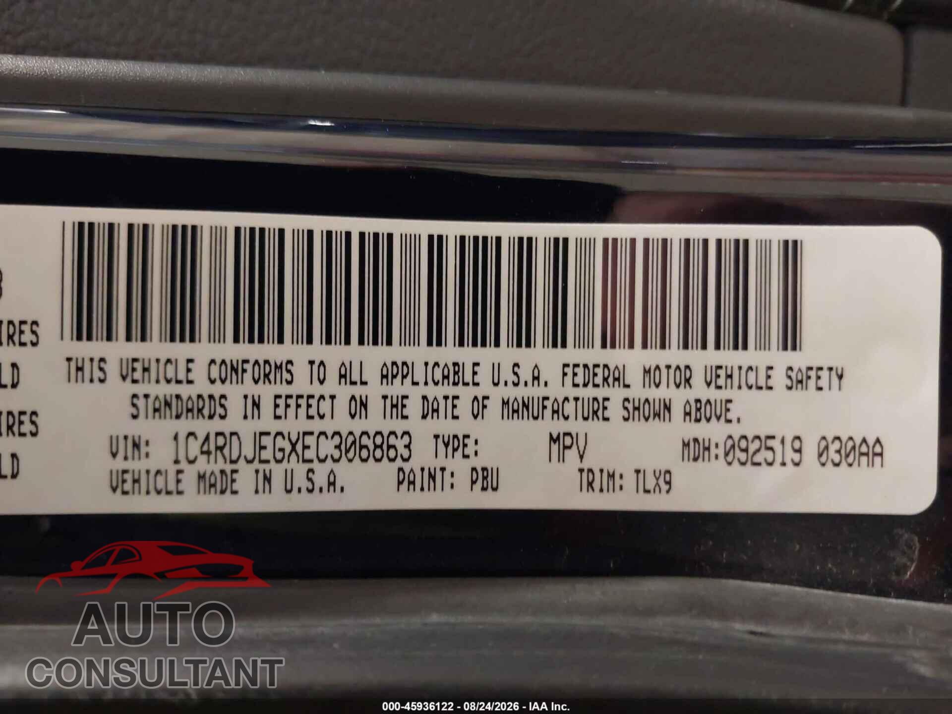 DODGE DURANGO 2014 - 1C4RDJEGXEC306863