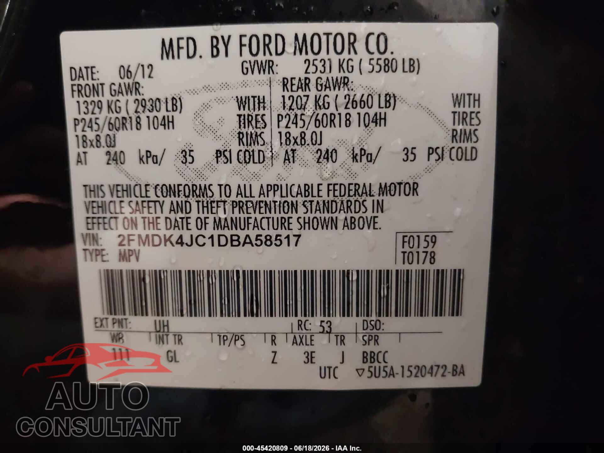 FORD EDGE 2013 - 2FMDK4JC1DBA58517