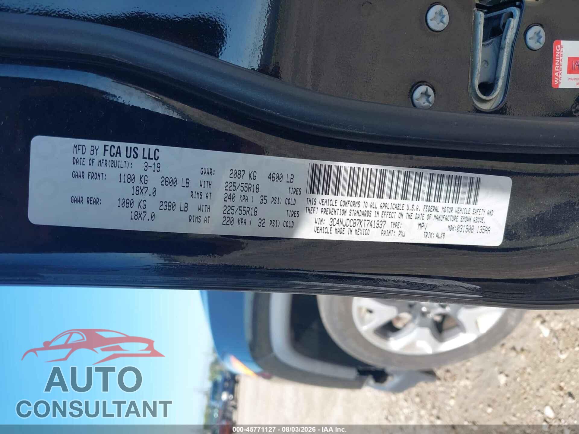 JEEP COMPASS 2019 - 3C4NJDCB7KT741937