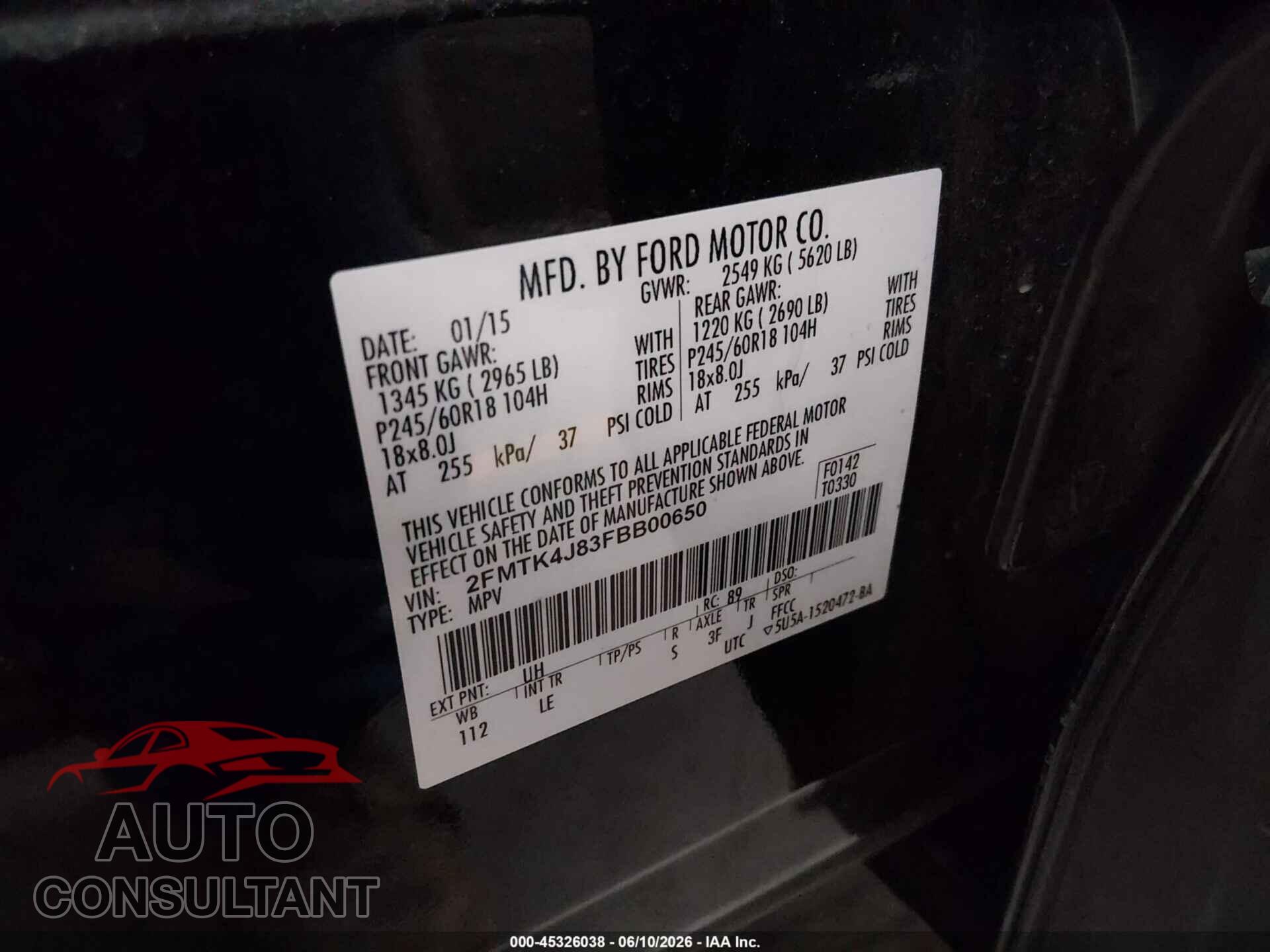 FORD EDGE 2015 - 2FMTK4J83FBB00650