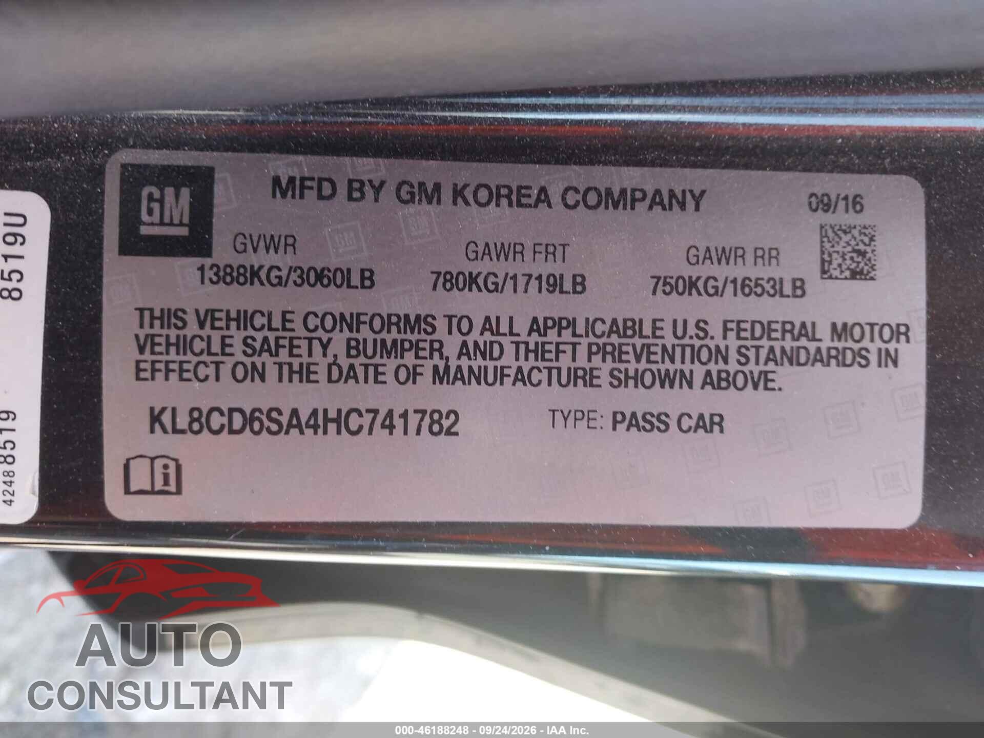 CHEVROLET CHISPA 2017 - KL8CD6SA4HC741782