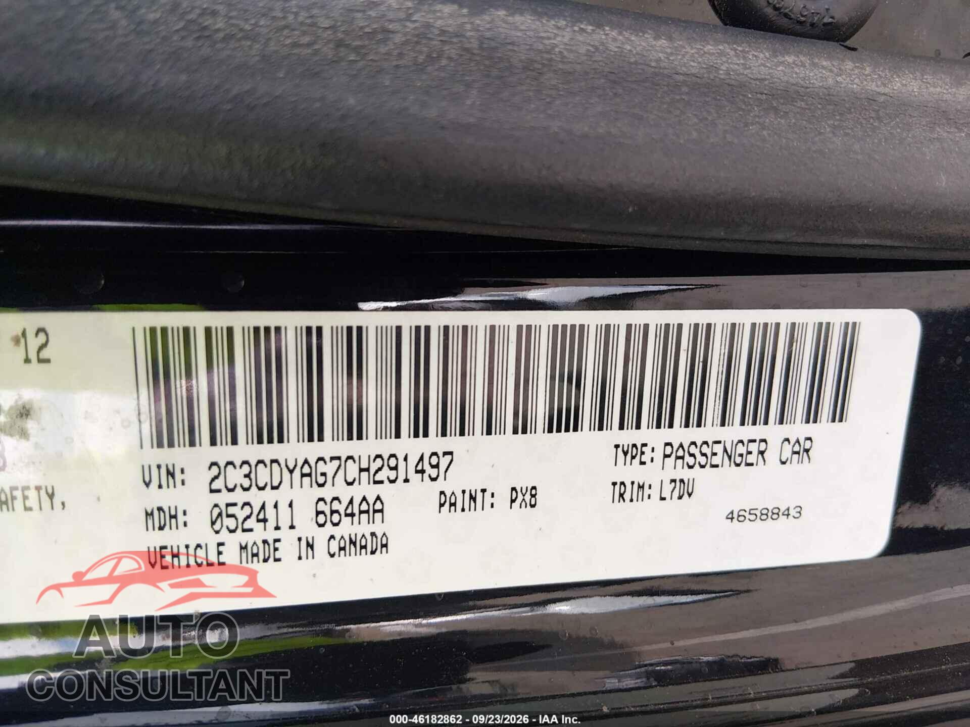 DODGE CHALLENGER 2012 - 2C3CDYAG7CH291497
