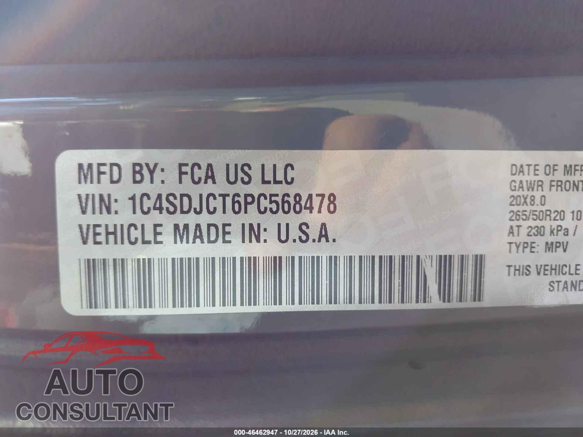 DODGE DURANGO 2023 - 1C4SDJCT6PC568478