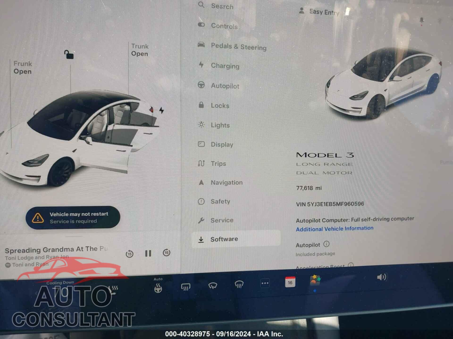 TESLA MODEL 3 2021 - 5YJ3E1EB5MF960596