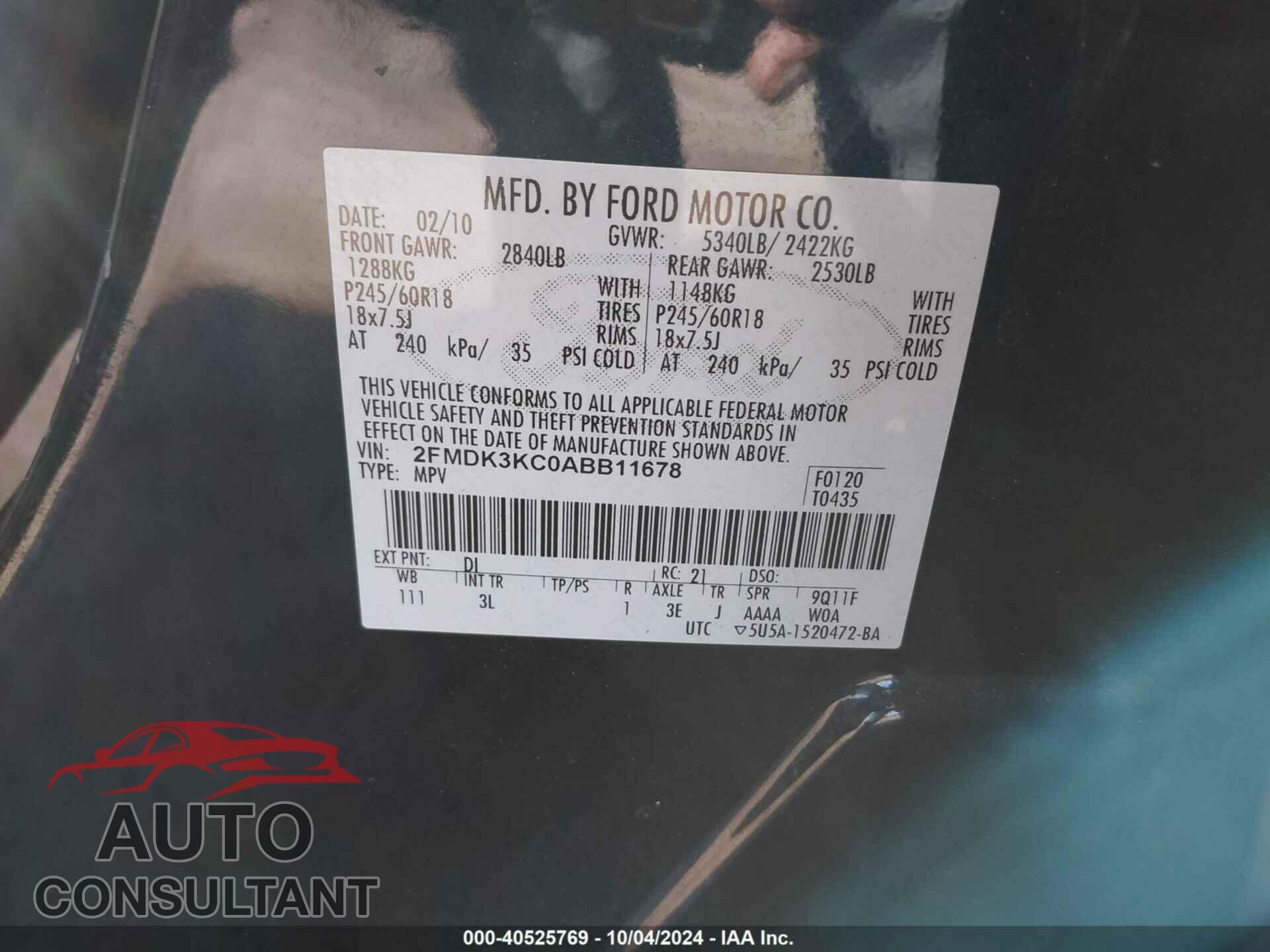 FORD EDGE 2010 - 2FMDK3KC0ABB11678