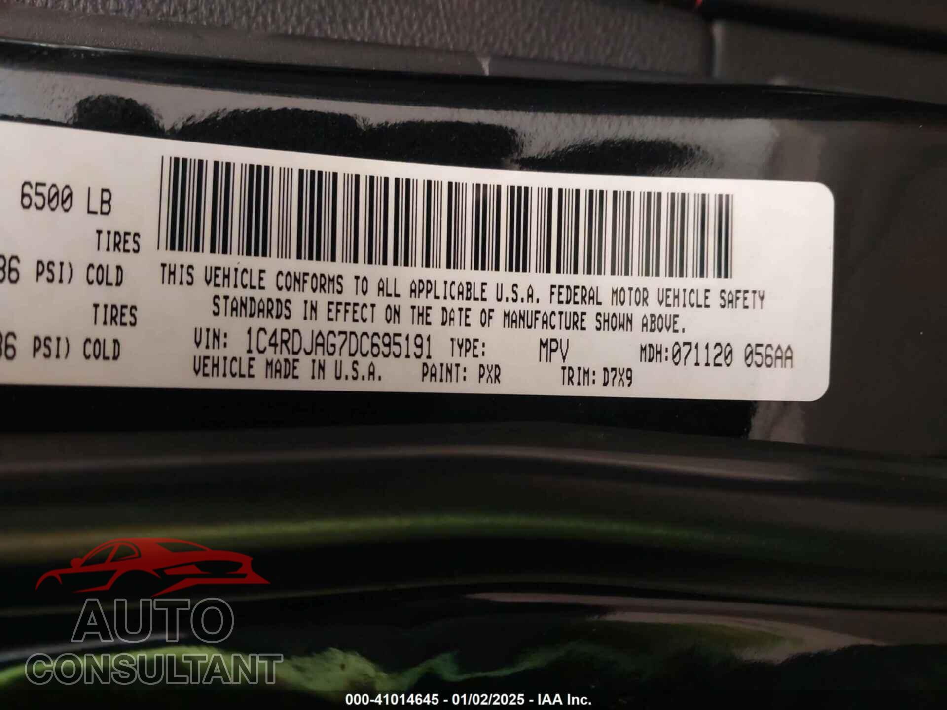 DODGE DURANGO 2013 - 1C4RDJAG7DC695191