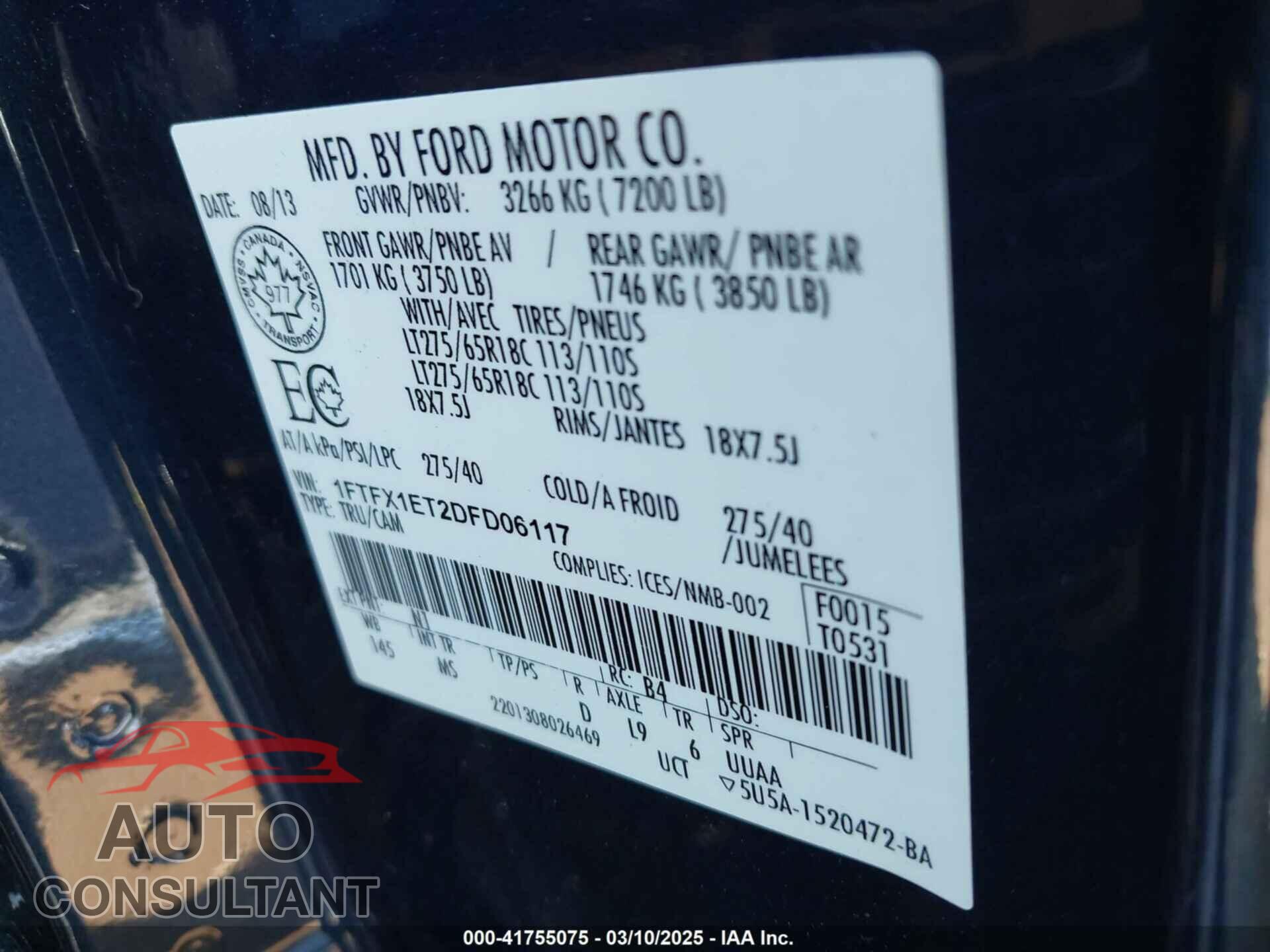 FORD F-150 2013 - 1FTFX1ET2DFD06117