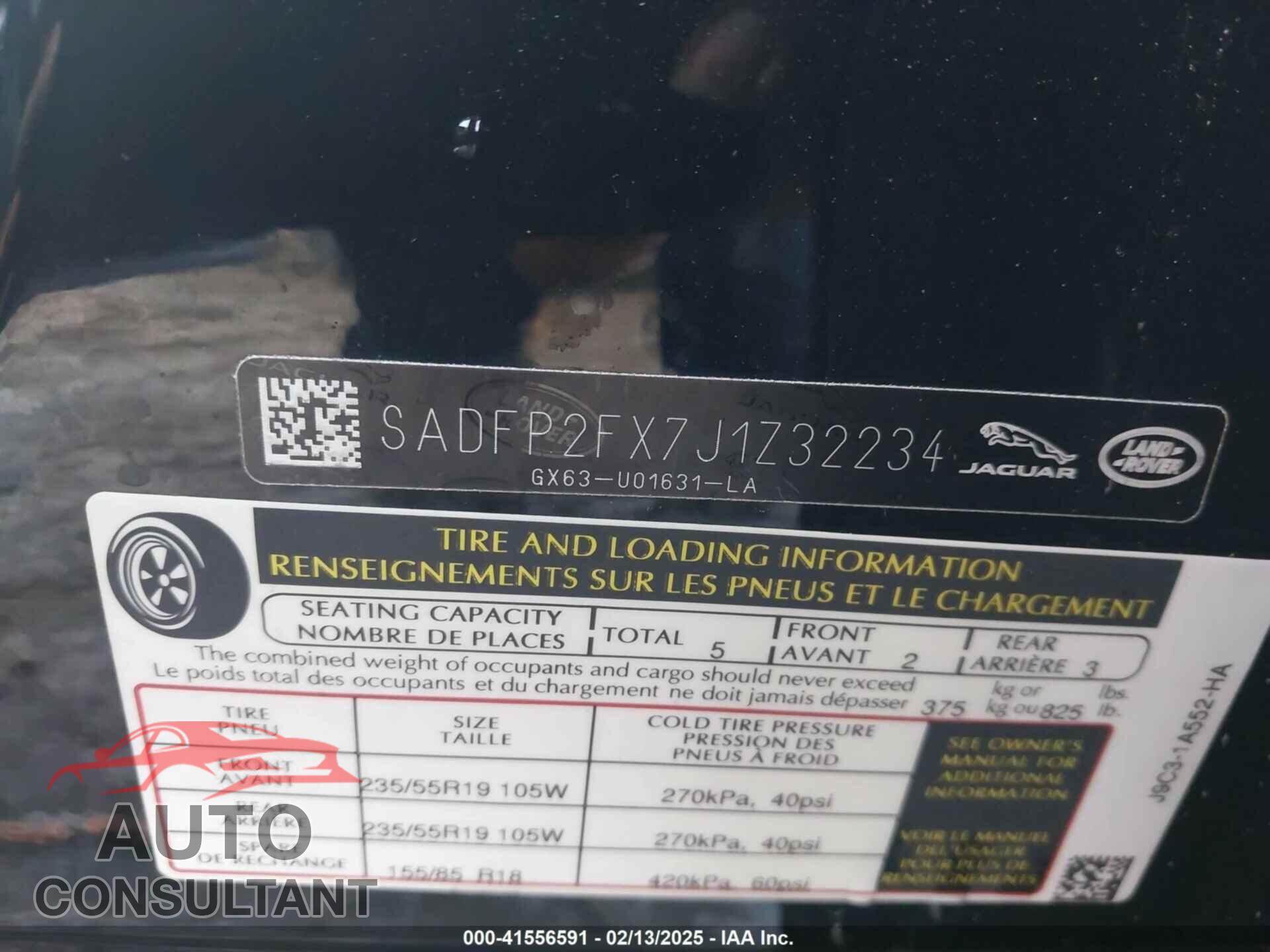 JAGUAR E-PACE 2018 - SADFP2FX7J1Z32234