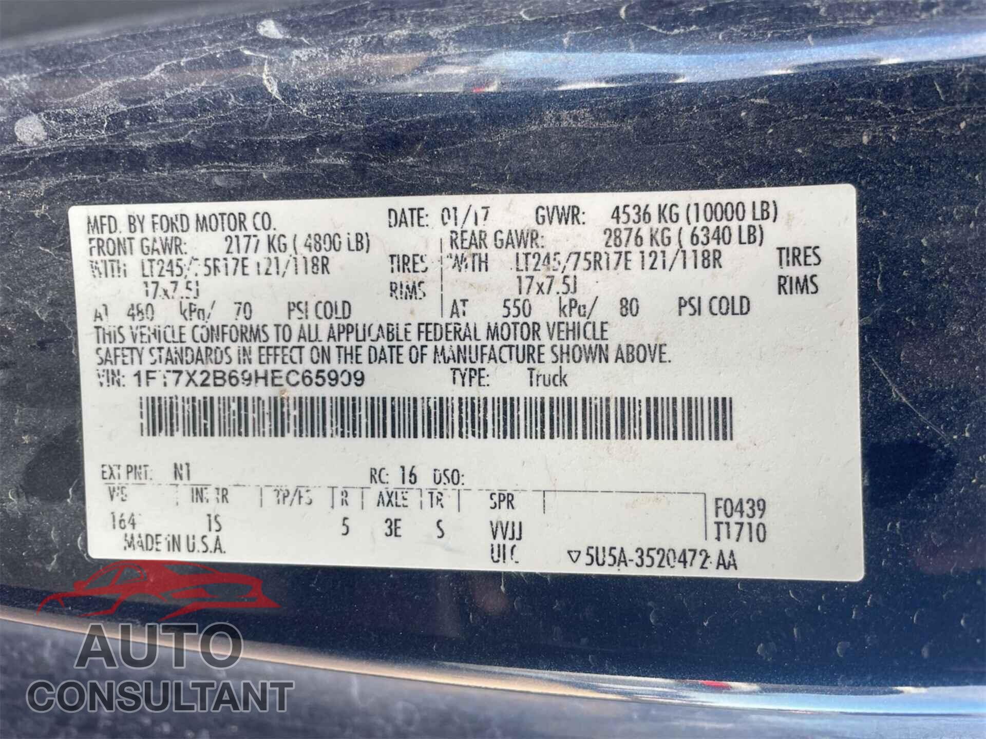 FORD F250 2017 - 1FT7X2B69HEC65909