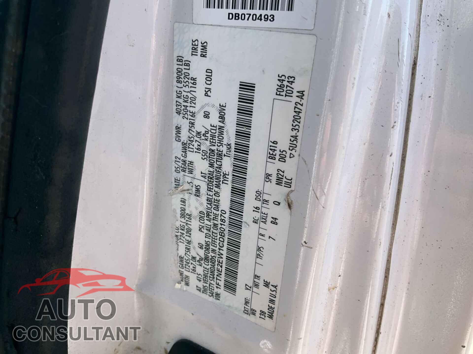 FORD ECONOLINE 2012 - 1FTNE2EW1CDB01870