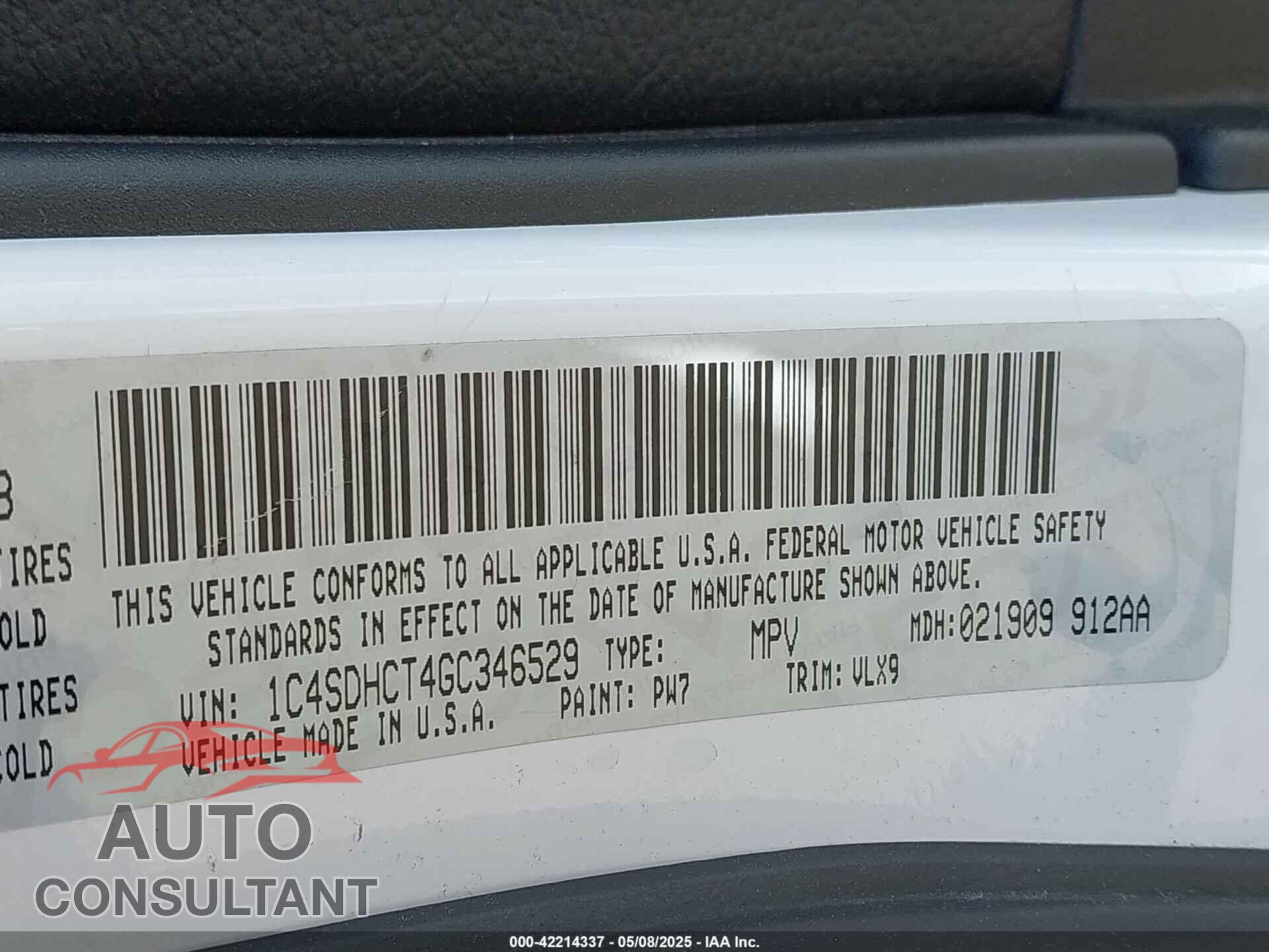 DODGE DURANGO 2016 - 1C4SDHCT4GC346529