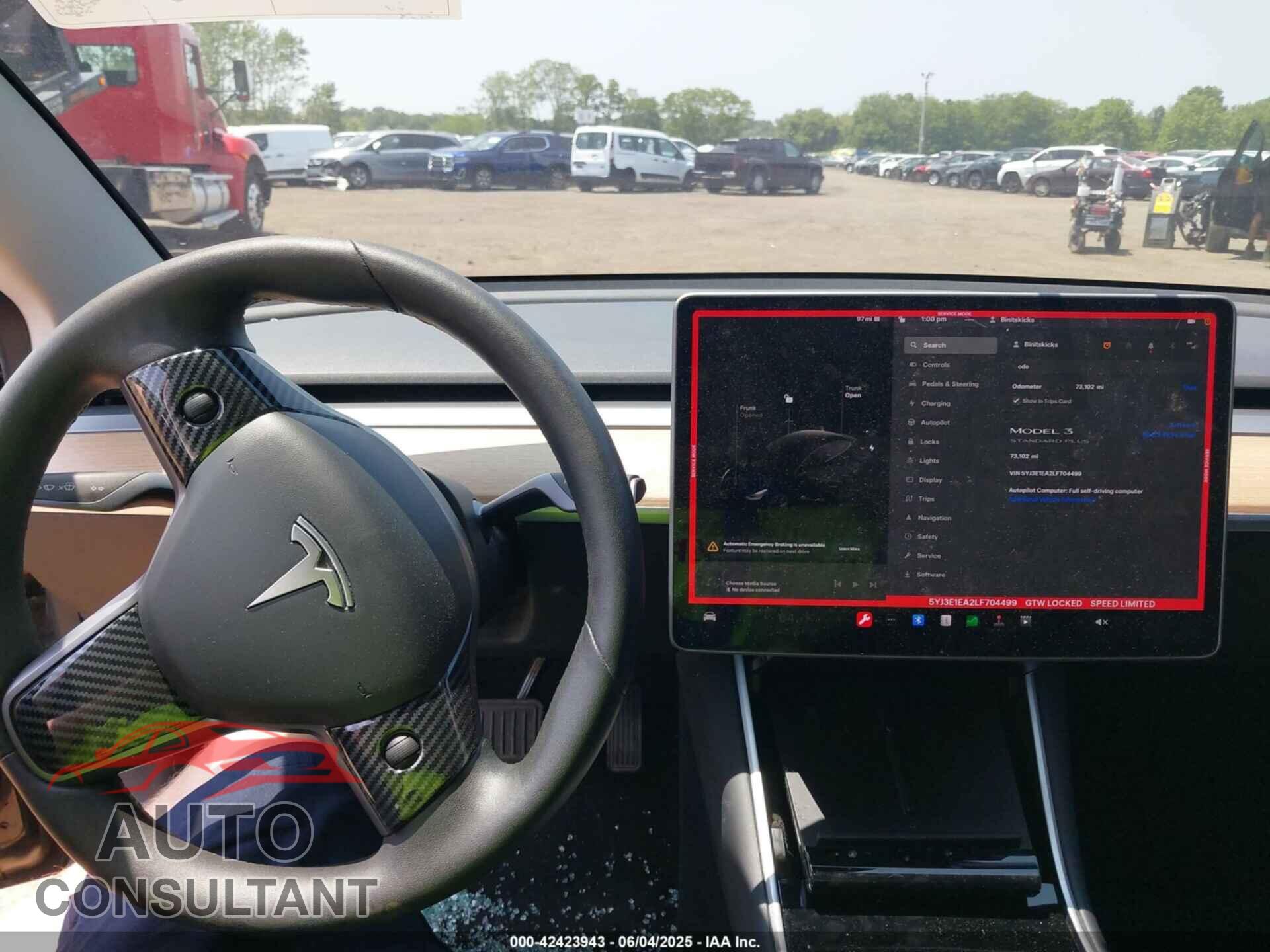 TESLA MODEL 3 2020 - 5YJ3E1EA2LF704499