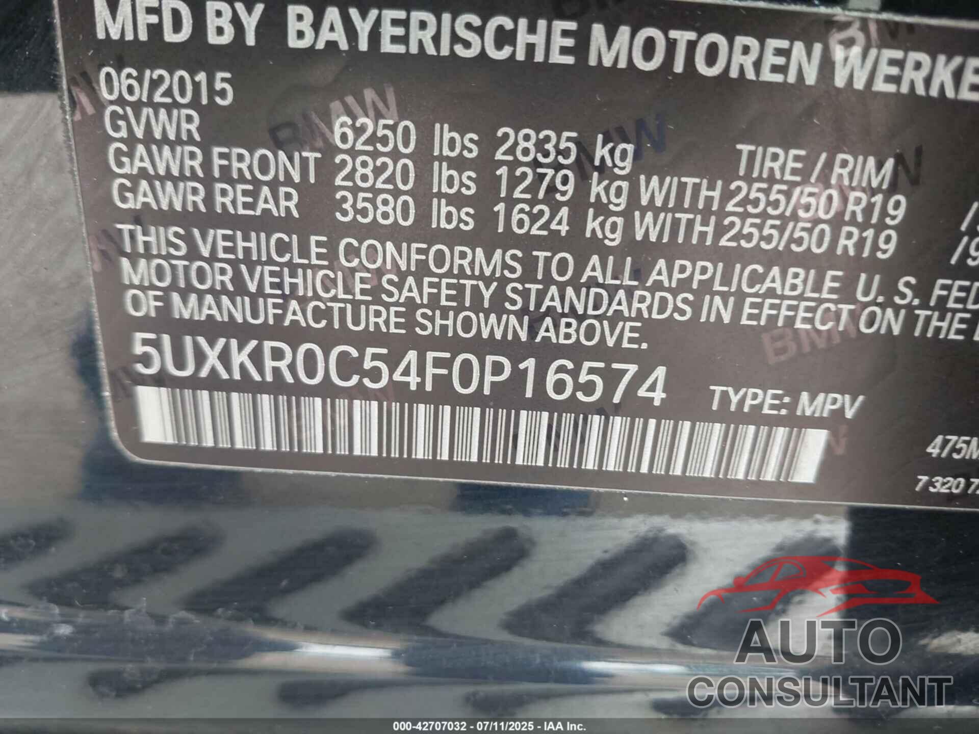 BMW X5 2015 - 5UXKR0C54F0P16574