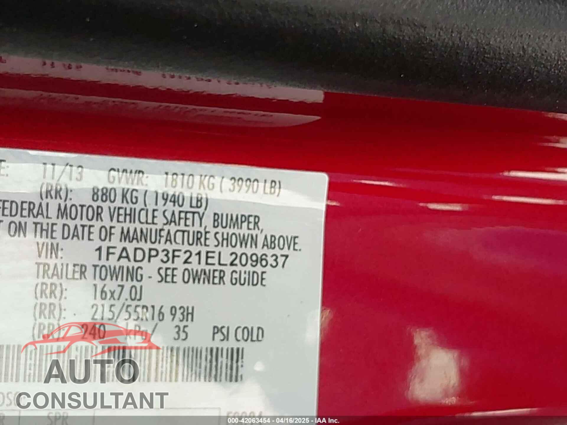 FORD FOCUS 2014 - 1FADP3F21EL209637