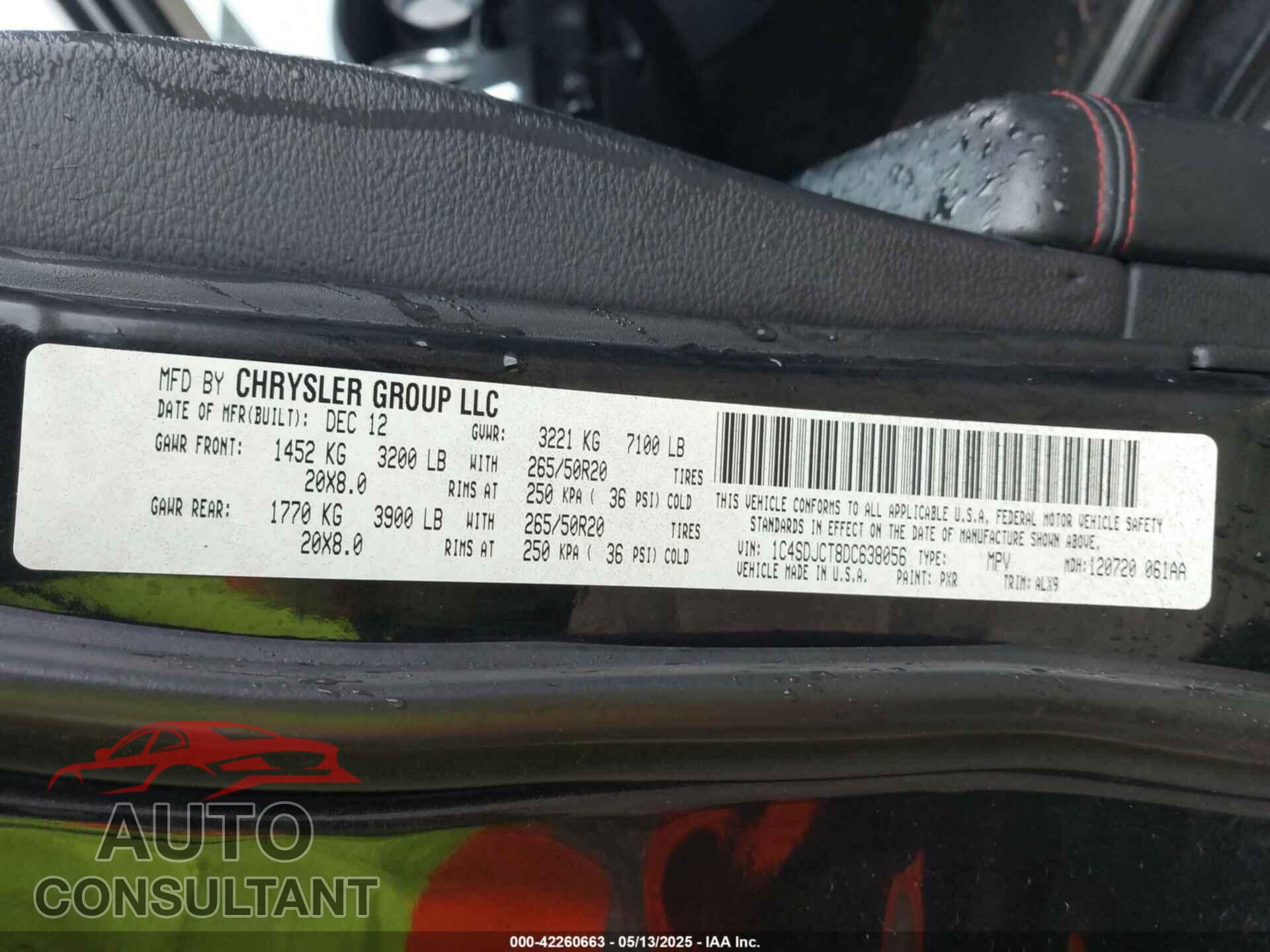 DODGE DURANGO 2013 - 1C4SDJCT8DC638056