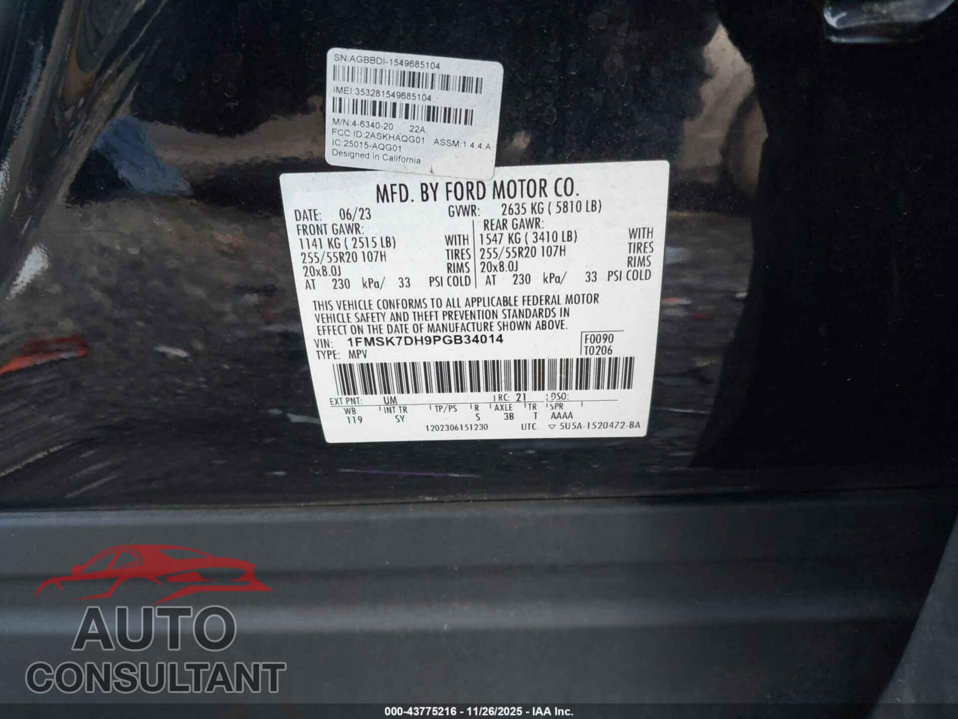 FORD EXPLORER 2023 - 1FMSK7DH9PGB34014