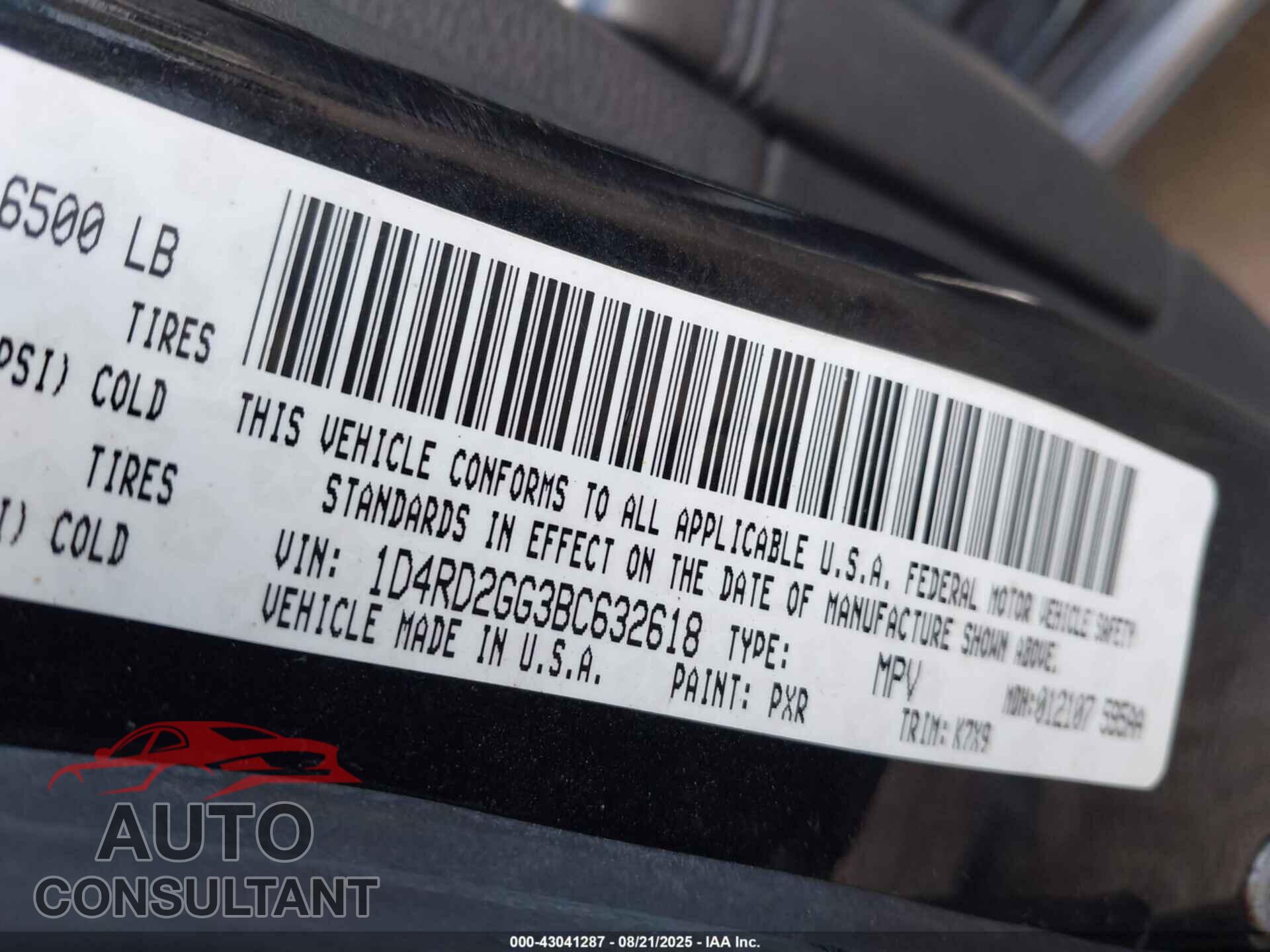 DODGE DURANGO 2011 - 1D4RD2GG3BC632618