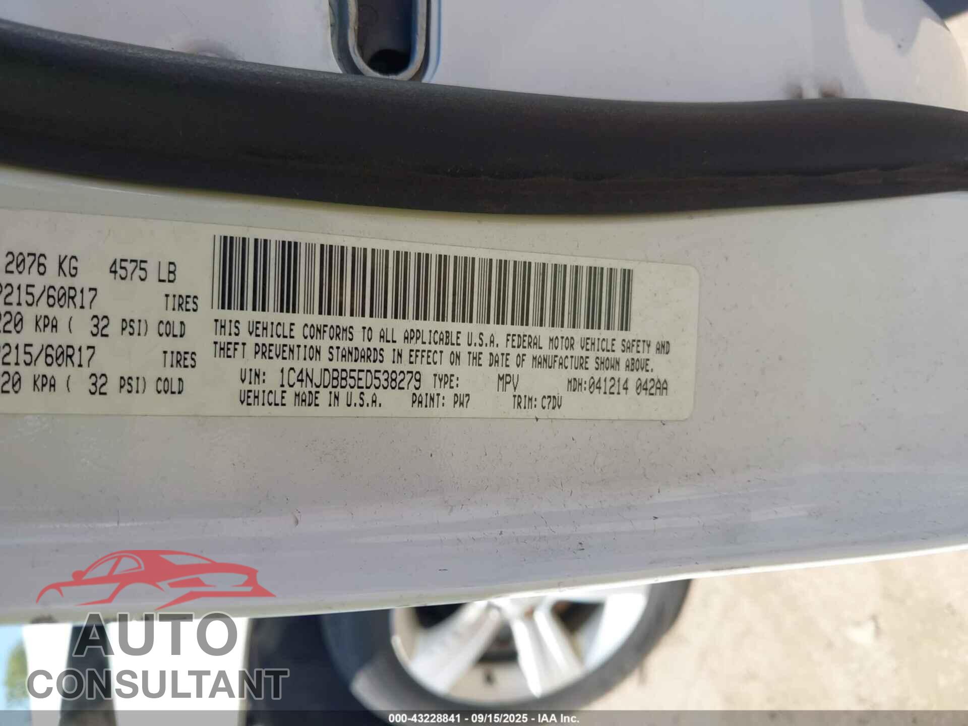 JEEP COMPASS 2014 - 1C4NJDBB5ED538279