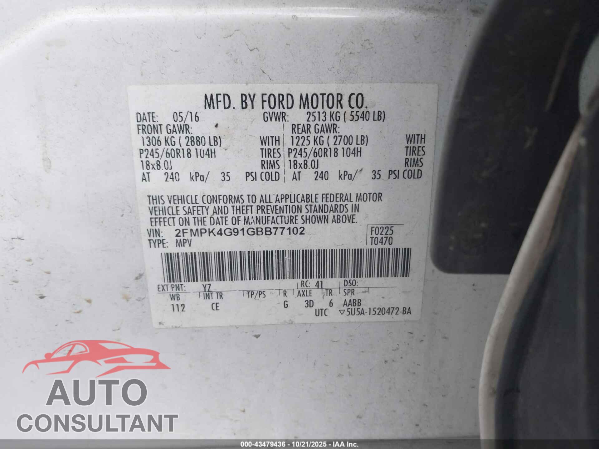 FORD EDGE 2016 - 2FMPK4G91GBB77102