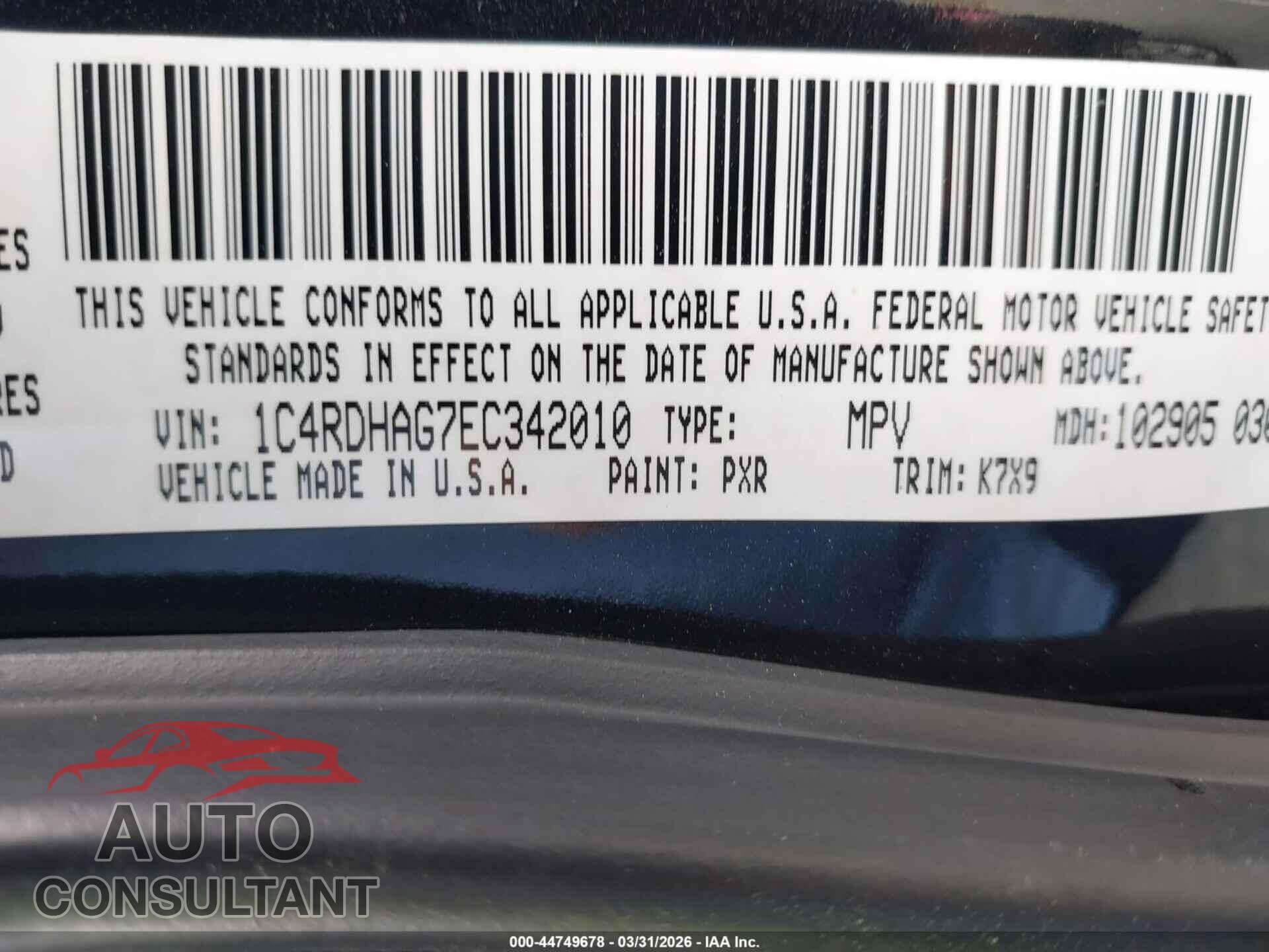 DODGE DURANGO 2014 - 1C4RDHAG7EC342010