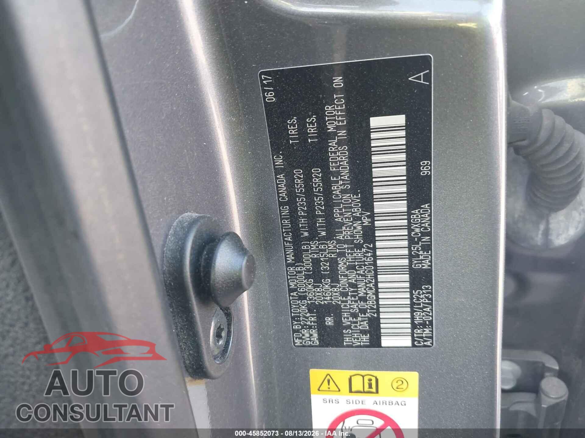 LEXUS RX 450H 2017 - 2T2BGMCA2HC016472