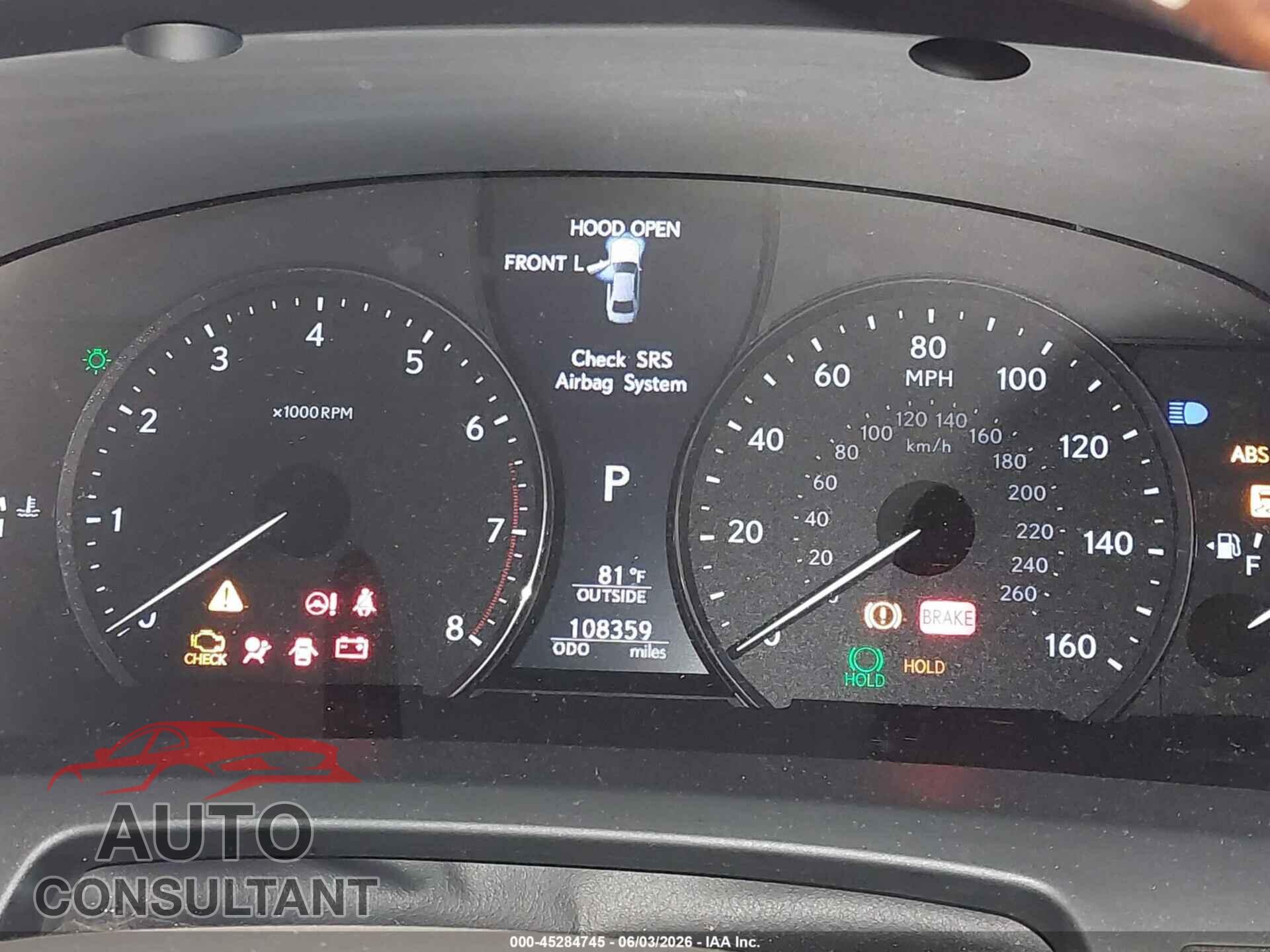 LEXUS LS 460 2013 - JTHBL5EF8D5120078