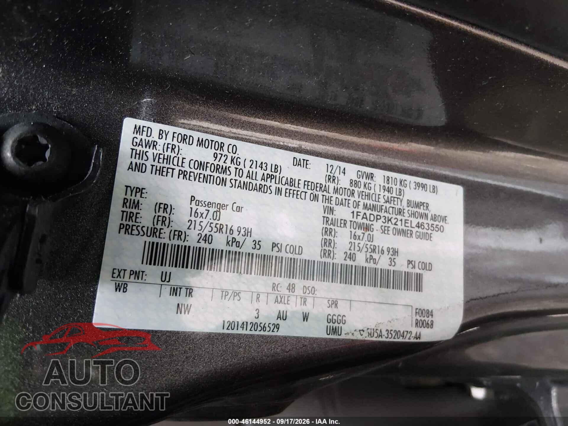 FORD FOCUS 2014 - 1FADP3K21EL463550