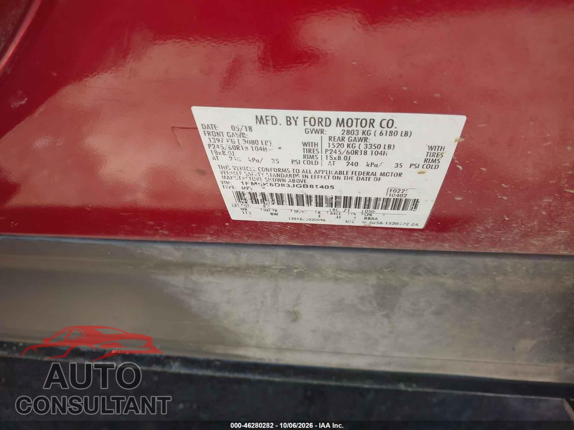 FORD EXPLORER 2018 - 1FM5K8D83JGB81405