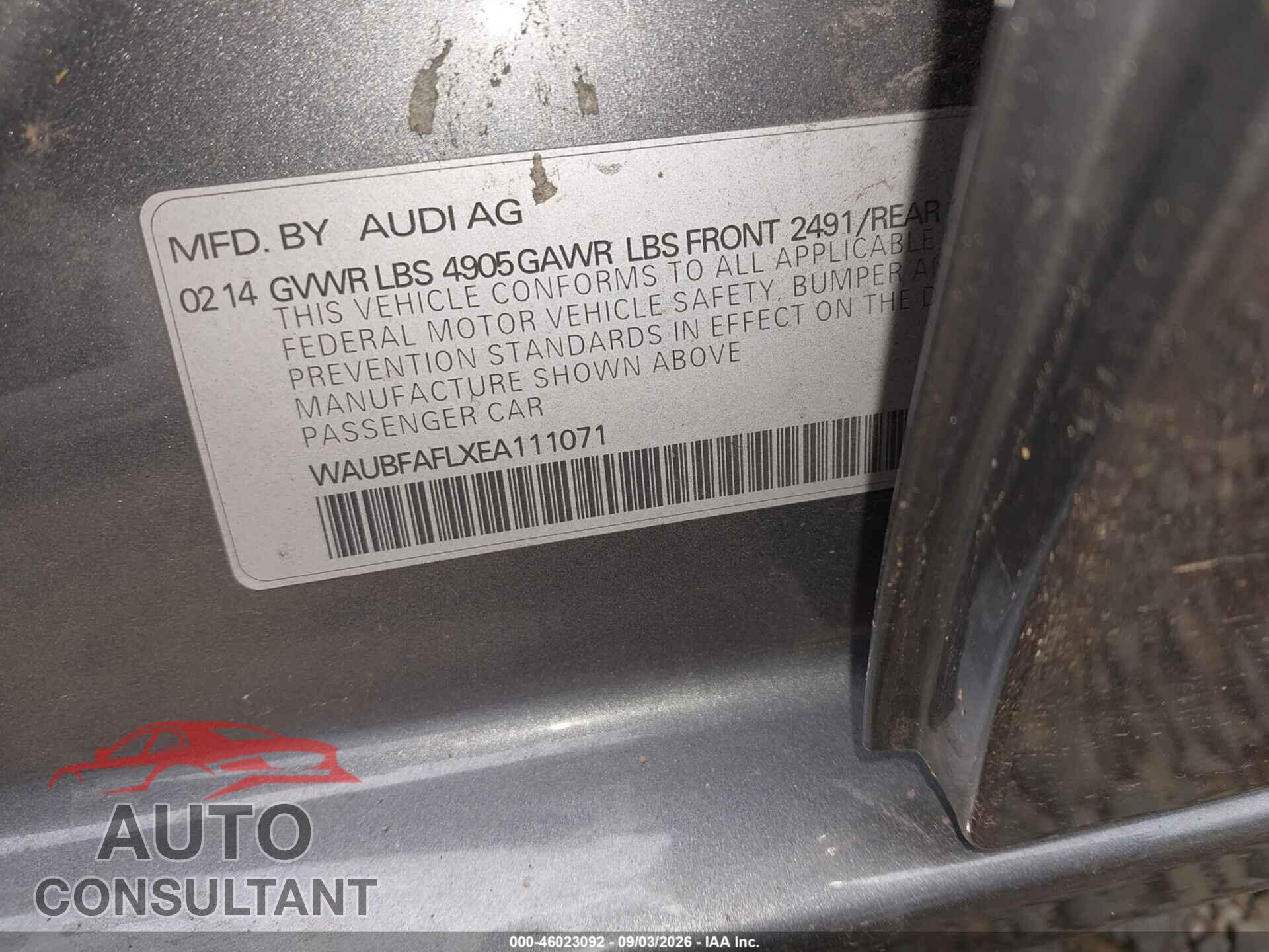 AUDI A4 2014 - WAUBFAFLXEA111071