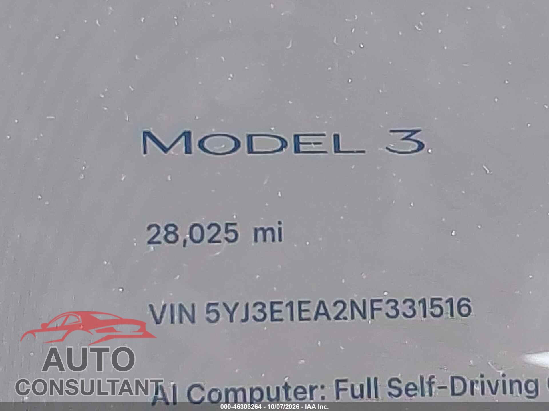 TESLA MODEL 3 2022 - 5YJ3E1EA2NF331516