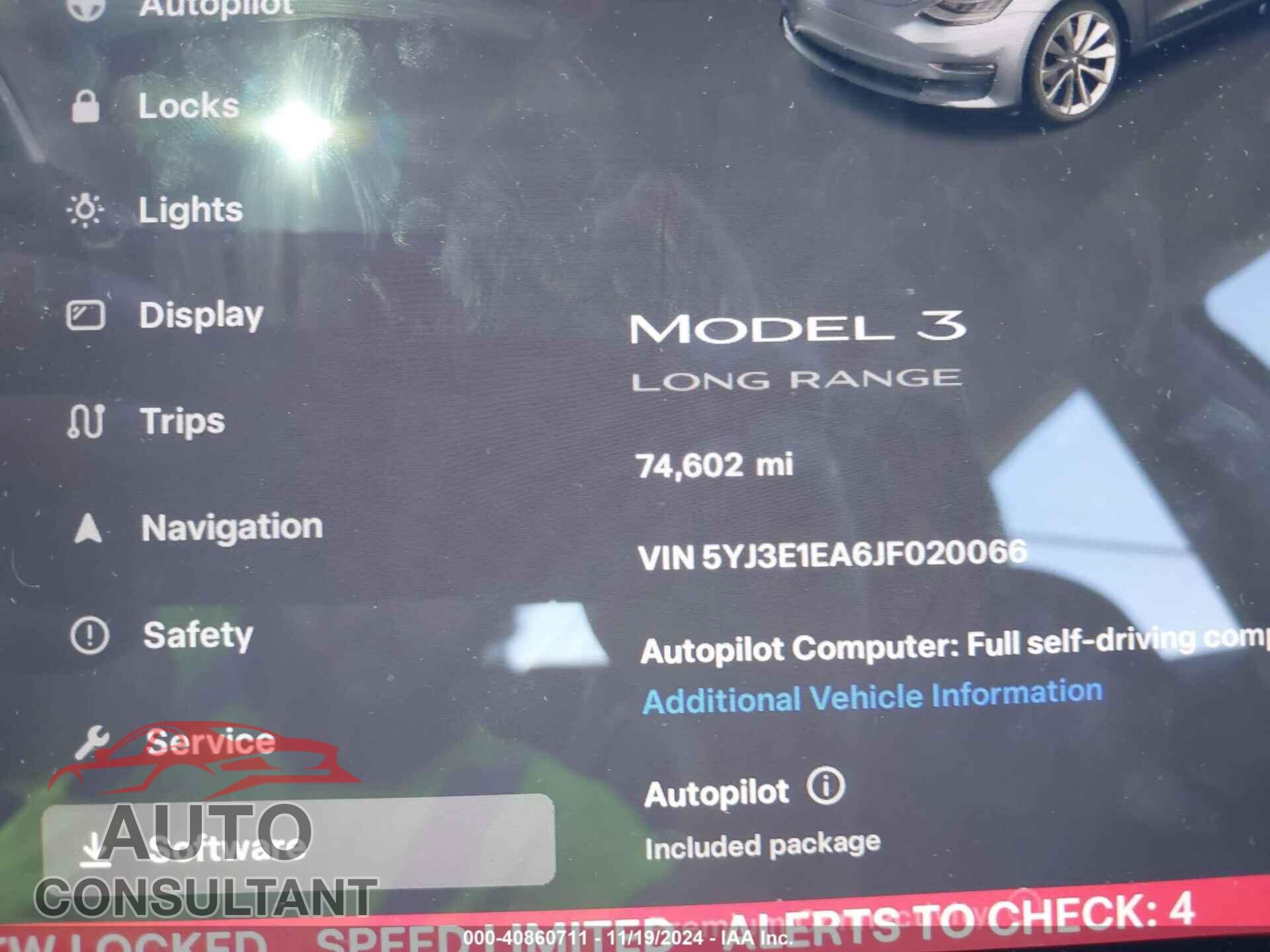 TESLA MODEL 3 2018 - 5YJ3E1EA6JF020066