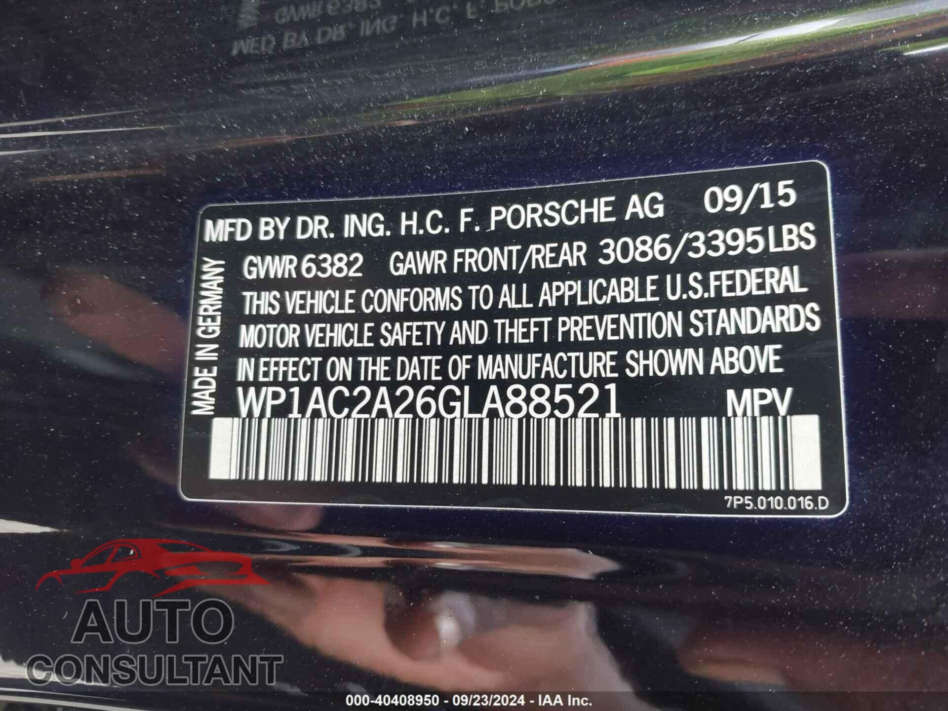 PORSCHE CAYENNE 2016 - WP1AC2A26GLA88521