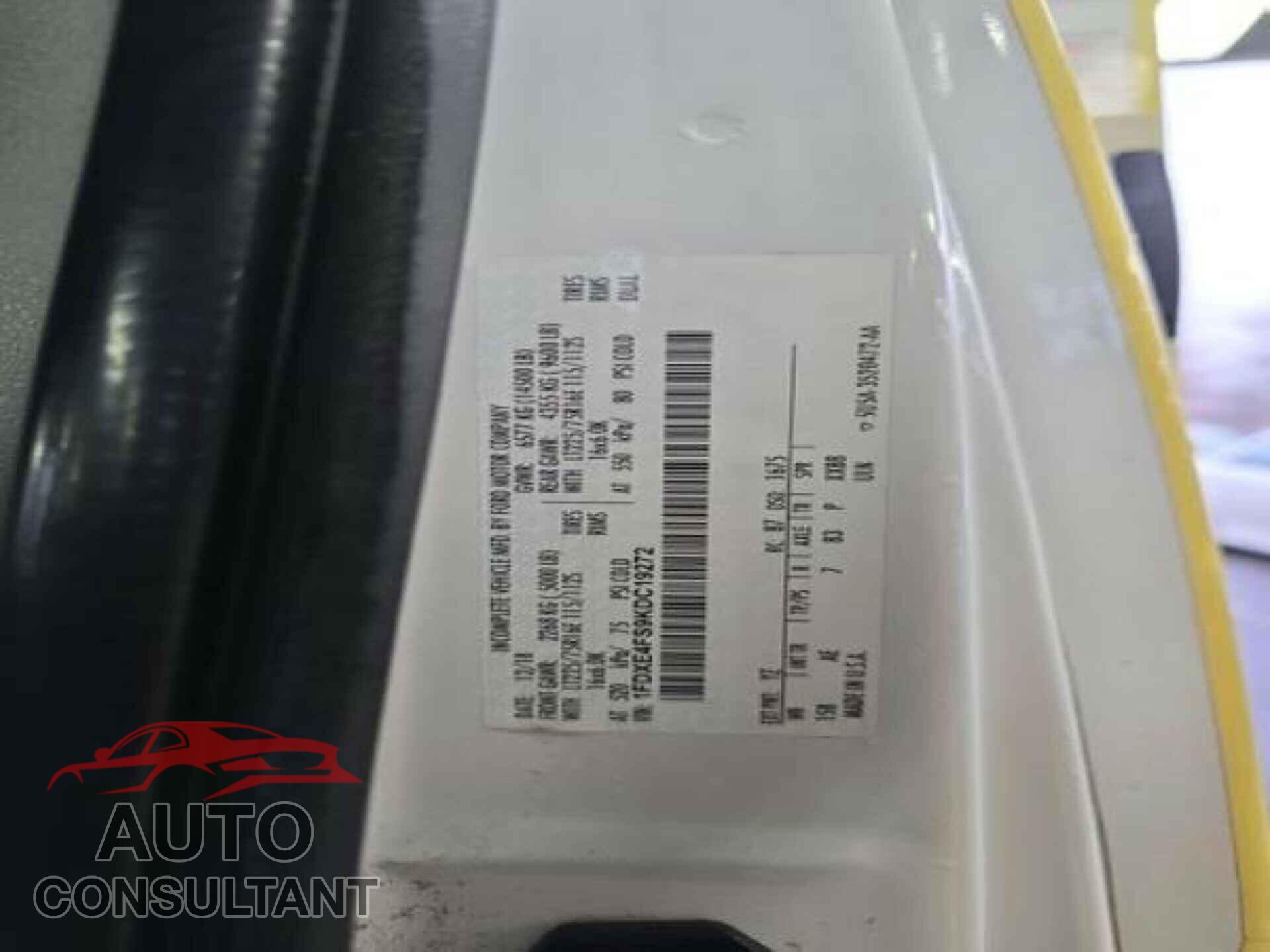 FORD E-450 CUTAWAY 2019 - 1FDXE4FS9KDC19272